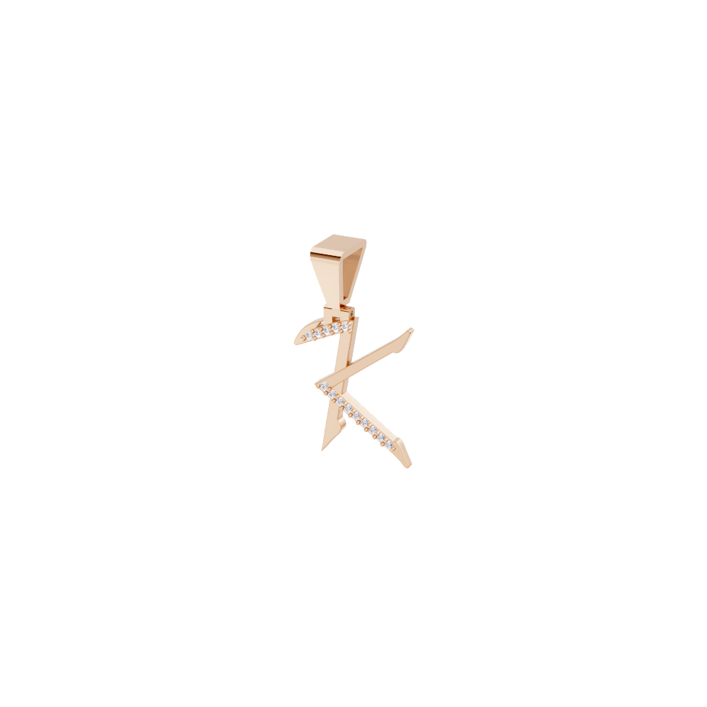 Aarinya Sculpted 'K' Lab Grown Diamond Pendant, The Prism Sculpted Initial 'K' Pendant