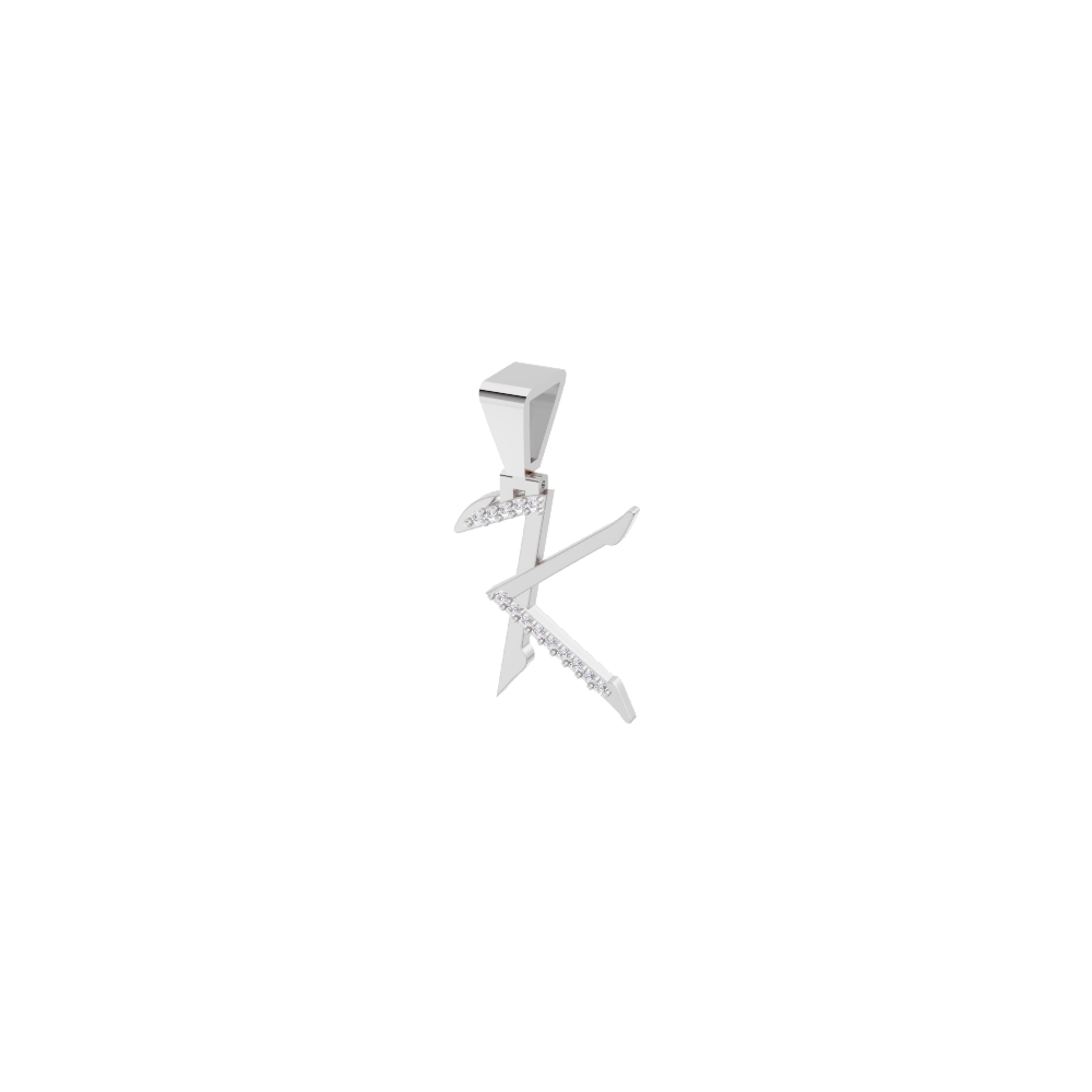 Aarinya Sculpted 'K' Lab Grown Diamond Pendant, The Prism Sculpted Initial 'K' Pendant