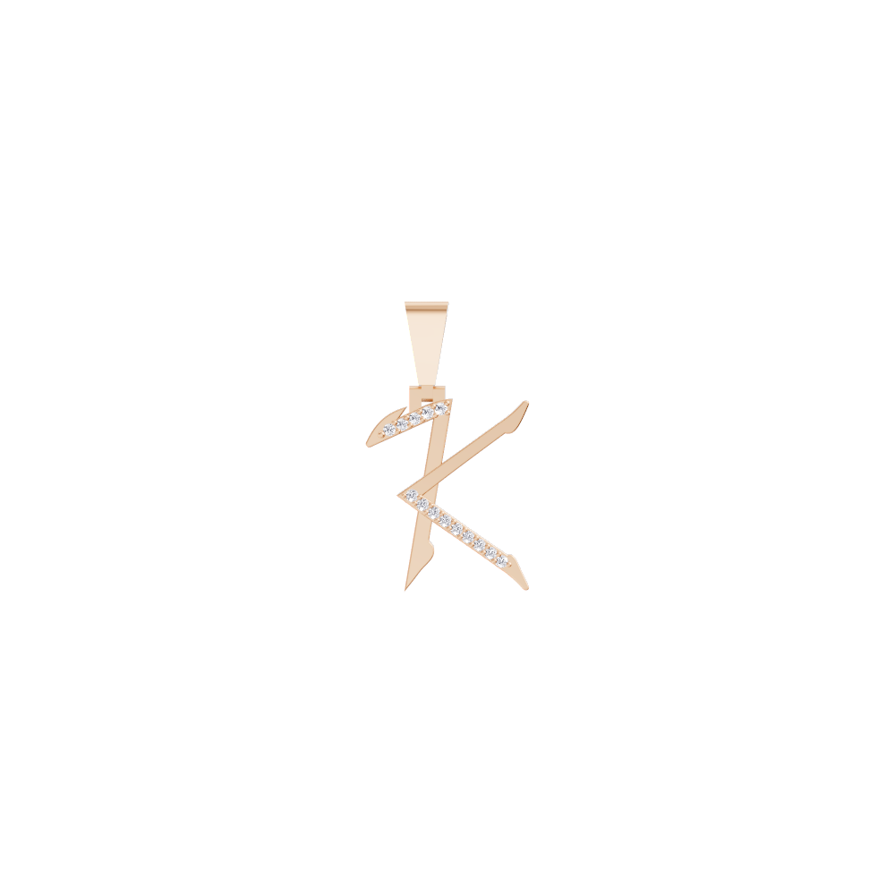Aarinya Sculpted 'K' Lab Grown Diamond Pendant, The Prism Sculpted Initial 'K' Pendant