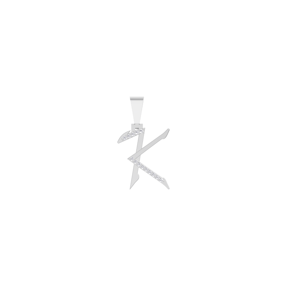 Aarinya Sculpted 'K' Lab Grown Diamond Pendant, The Prism Sculpted Initial 'K' Pendant