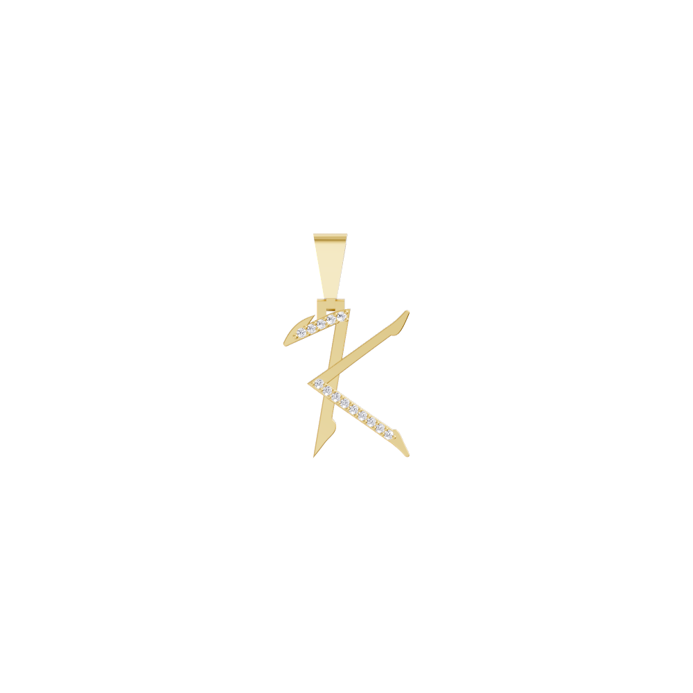 Aarinya Sculpted 'K' Lab Grown Diamond Pendant, The Prism Sculpted Initial 'K' Pendant