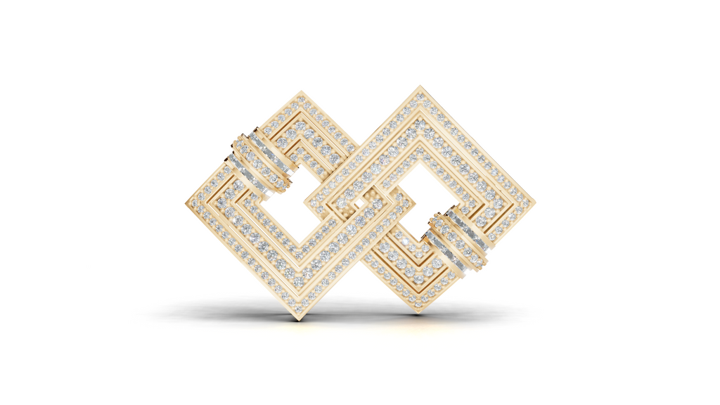 Aarinya Infinity Square Lab-Grown Diamond Brooch, Lumina Double-Square Statement Brooch