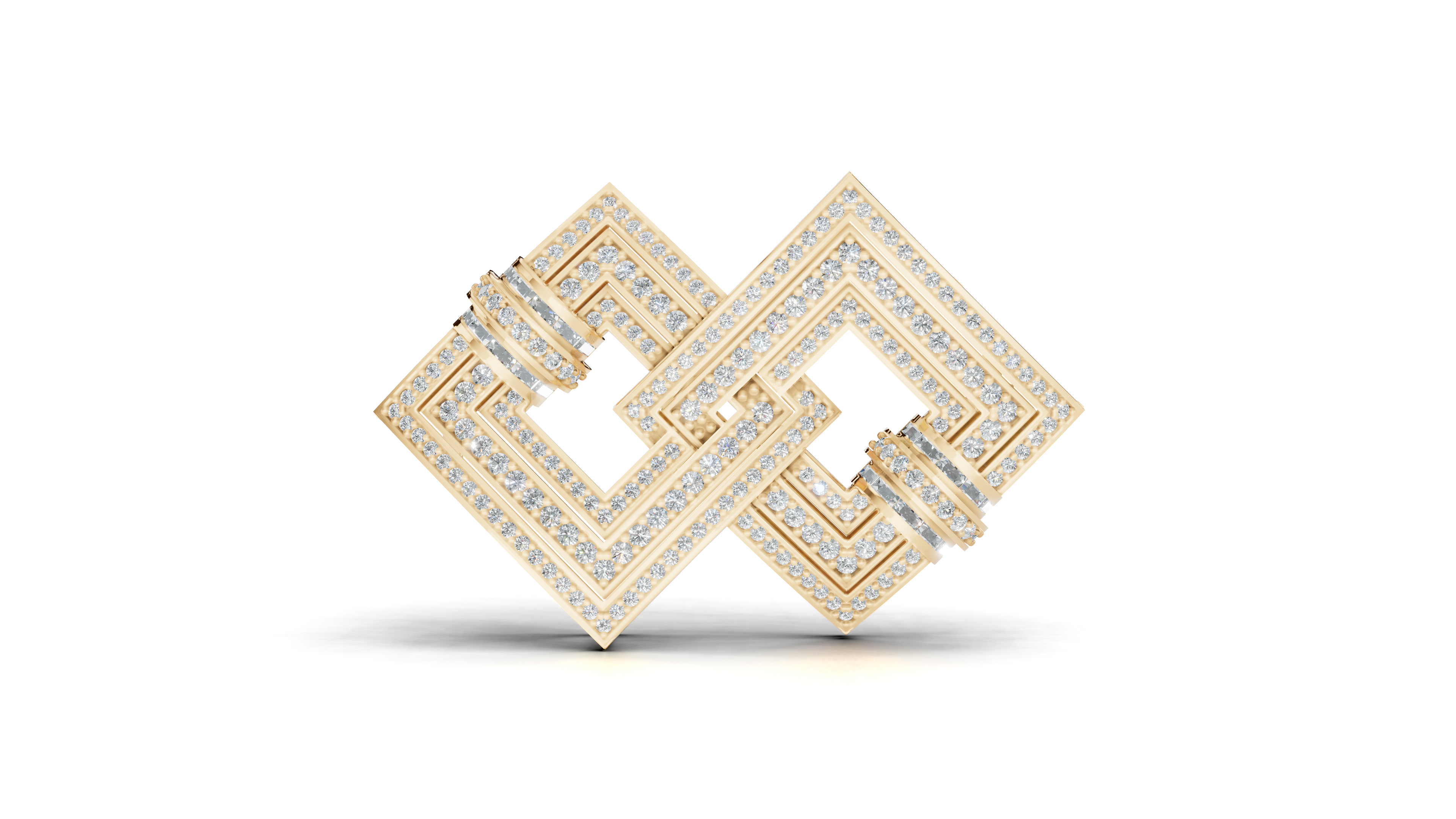 Aarinya Infinity Square Lab-Grown Diamond Brooch, Lumina Double-Square Statement Brooch