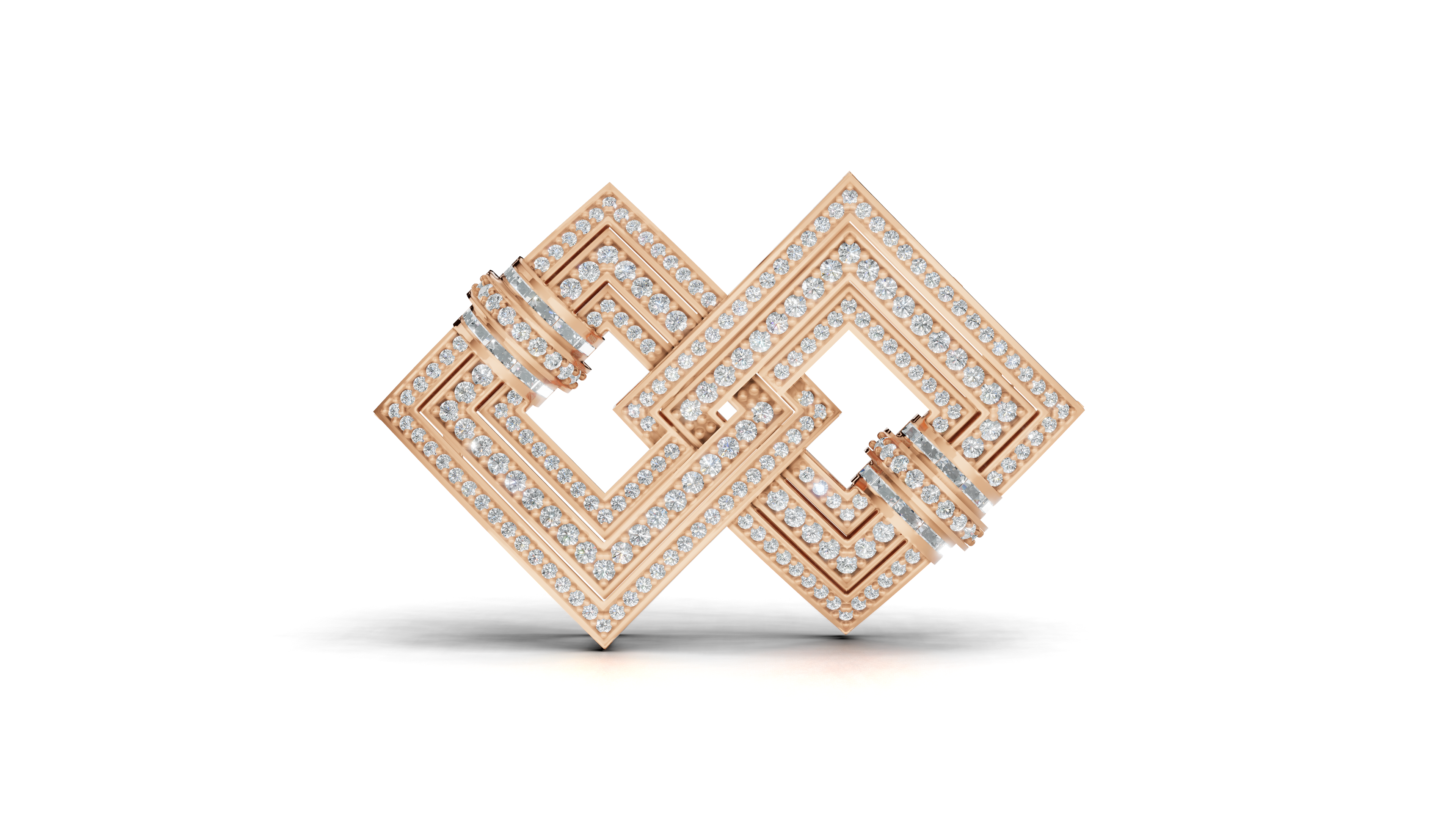Aarinya Infinity Square Lab-Grown Diamond Brooch, Lumina Double-Square Statement Brooch