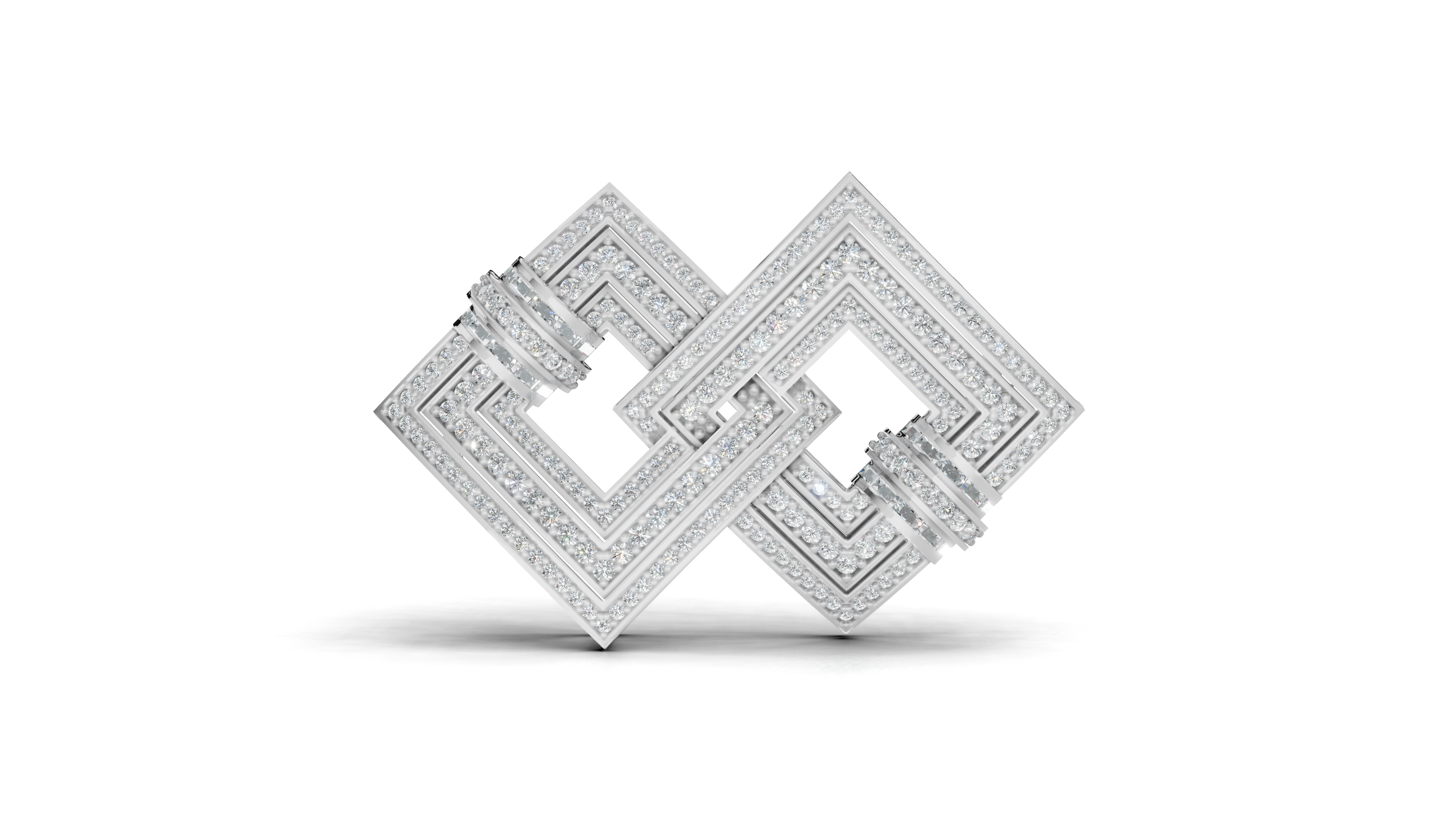 Aarinya Infinity Square Lab-Grown Diamond Brooch, Lumina Double-Square Statement Brooch