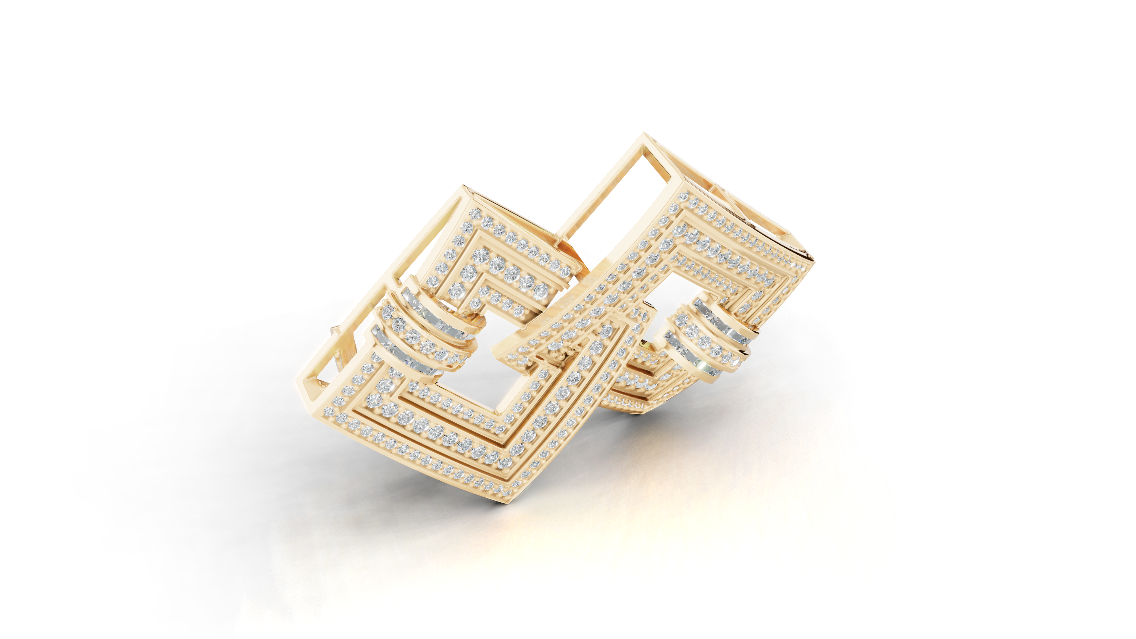 Aarinya Infinity Square Lab-Grown Diamond Brooch, Lumina Double-Square Statement Brooch