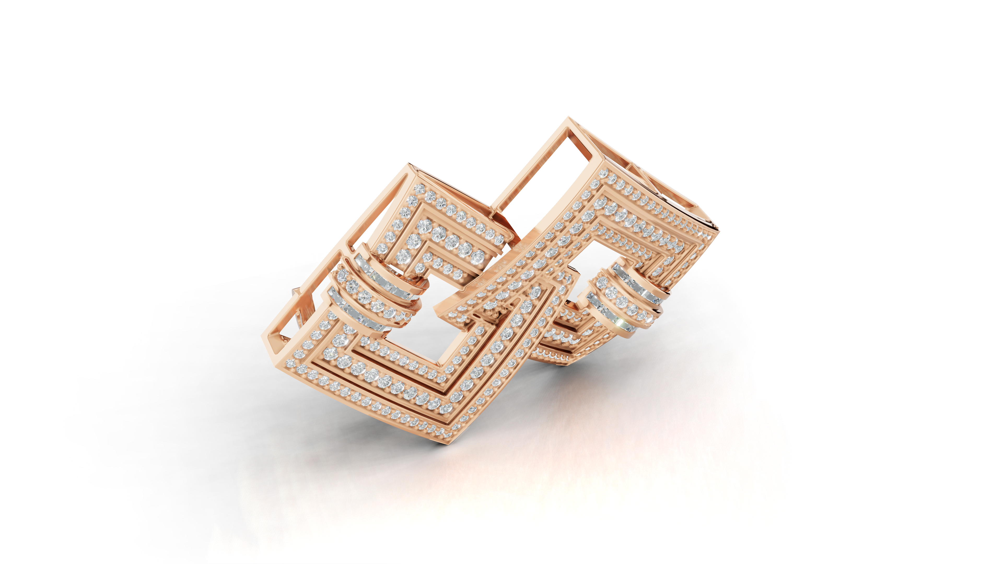 Aarinya Infinity Square Lab-Grown Diamond Brooch, Lumina Double-Square Statement Brooch