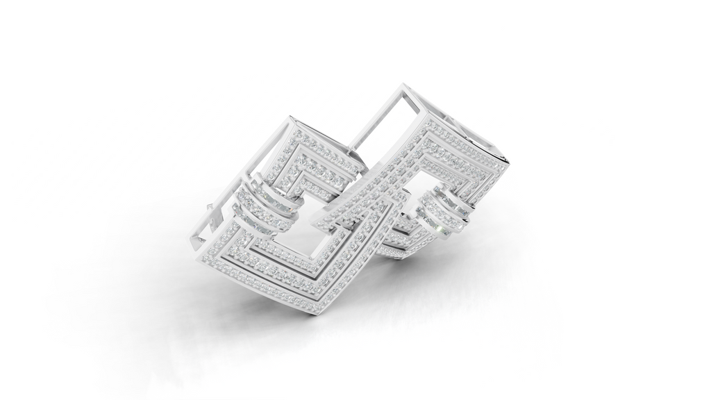 Aarinya Infinity Square Lab-Grown Diamond Brooch, Lumina Double-Square Statement Brooch