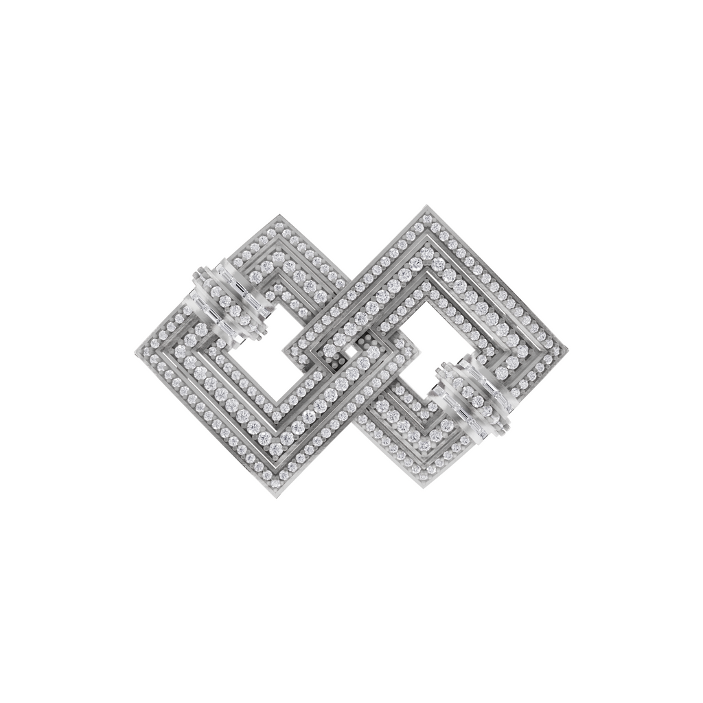 Aarinya Infinity Square Lab-Grown Diamond Brooch, Lumina Double-Square Statement Pin