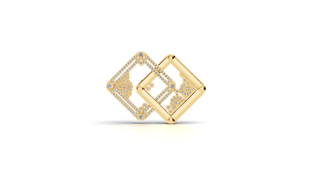 Aarinya Intertwined Square Brooch, The Geometric Filigree Lapel Pin