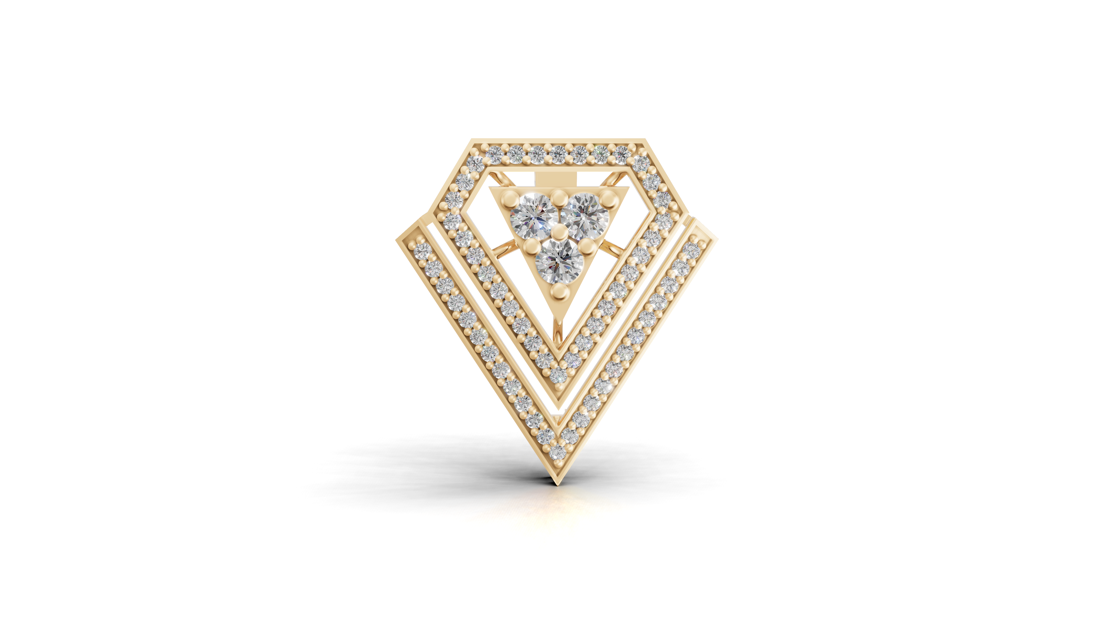 Aarinya Shield Lab-Grown Diamond Lapel Pin, The Prism Triangle Tiered Brooch