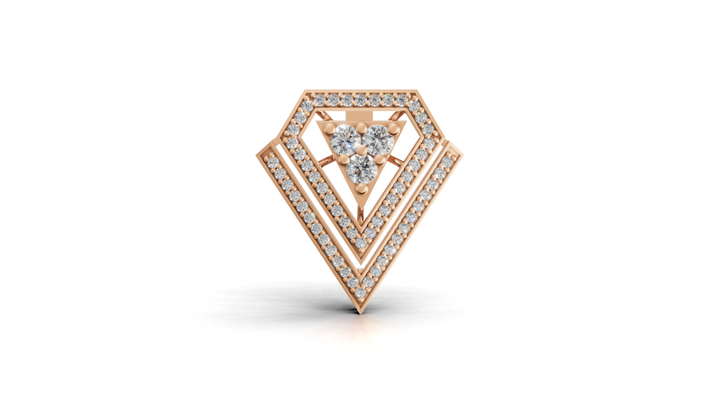 Aarinya Shield Lab-Grown Diamond Lapel Pin, The Prism Triangle Tiered Brooch
