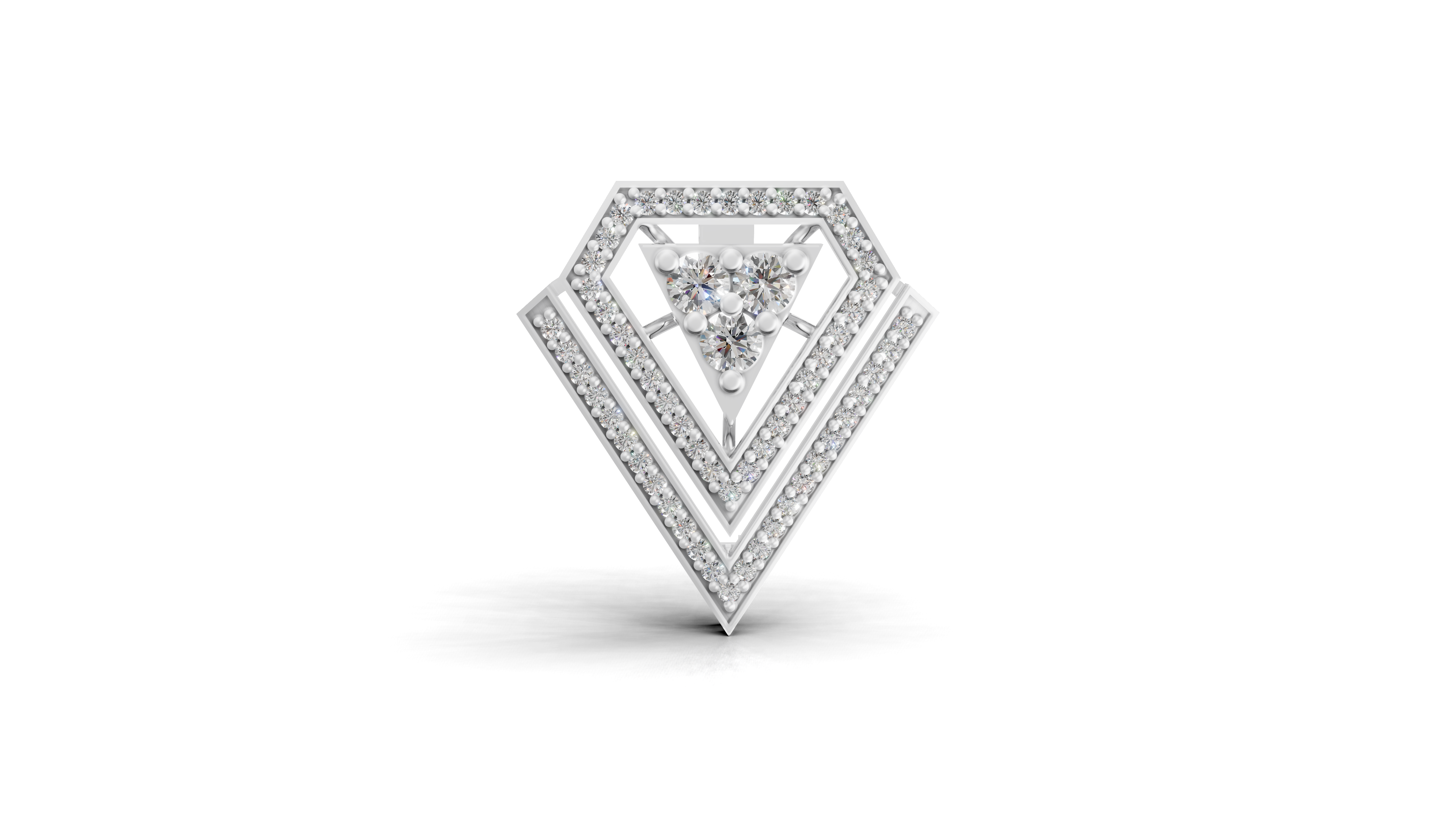 Aarinya Shield Lab-Grown Diamond Lapel Pin, The Prism Triangle Tiered Brooch