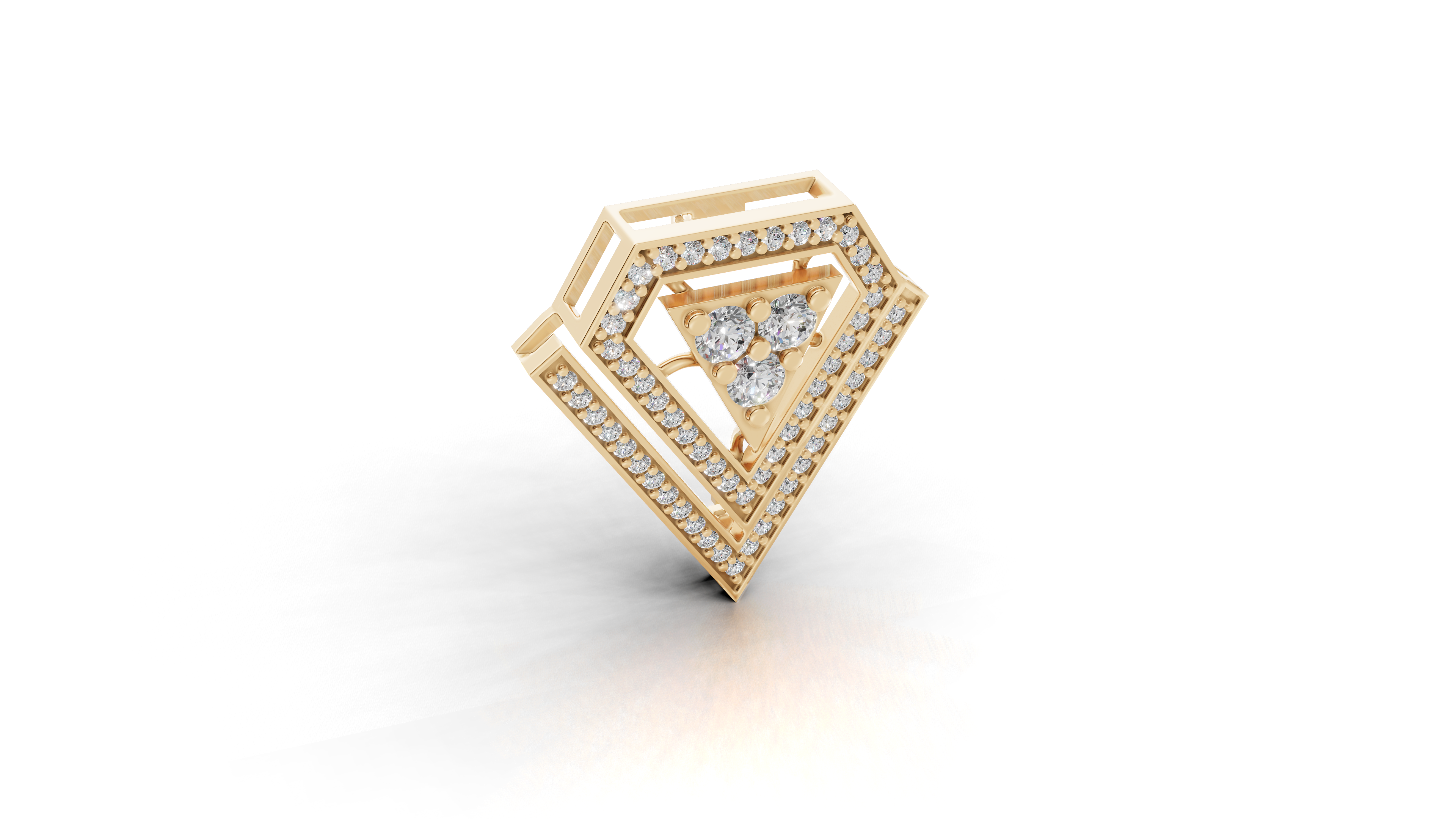 Aarinya Shield Lab-Grown Diamond Lapel Pin, The Prism Triangle Tiered Brooch