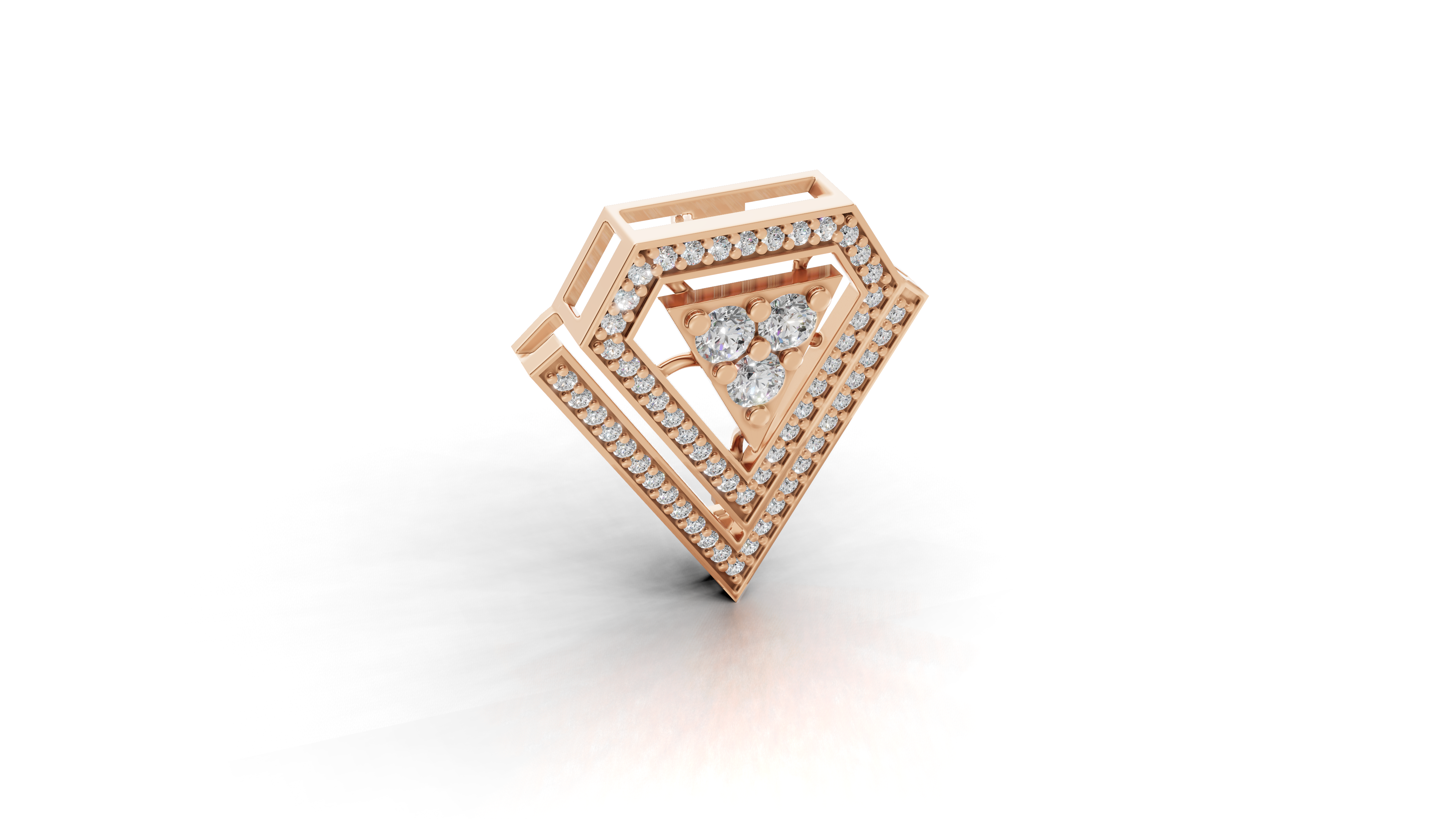 Aarinya Shield Lab-Grown Diamond Lapel Pin, The Prism Triangle Tiered Brooch