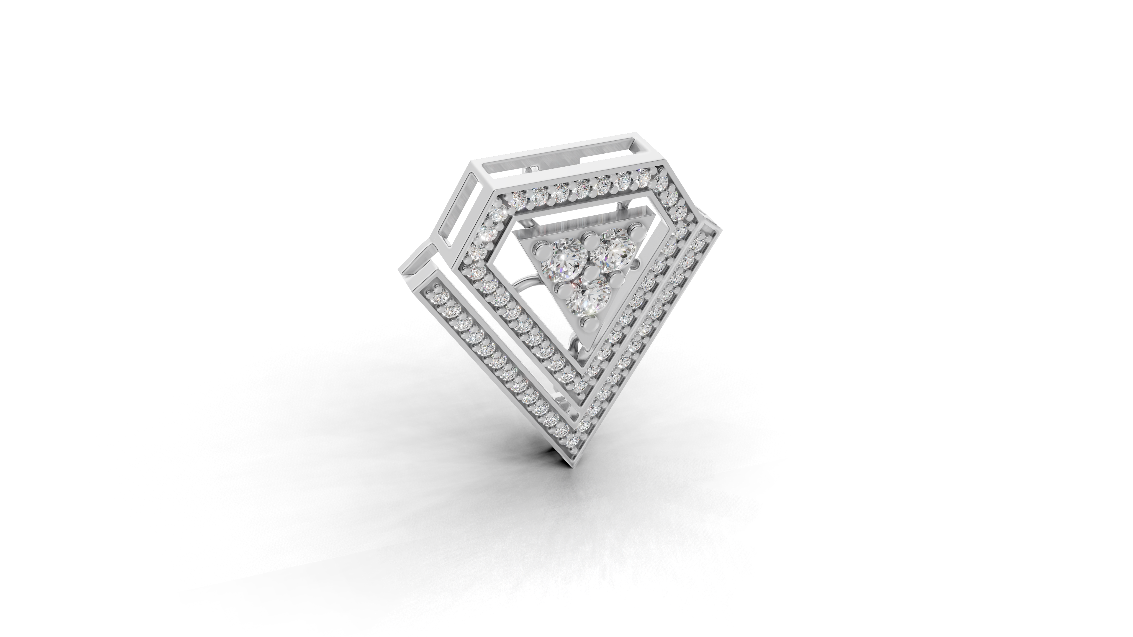 Aarinya Shield Lab-Grown Diamond Lapel Pin, The Prism Triangle Tiered Brooch