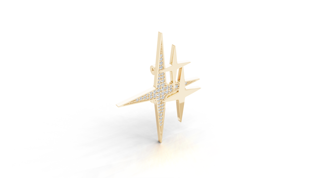 Aarinya Intersecting Starburst Lapel Pin, The Orion Multi-Star Statement Pin