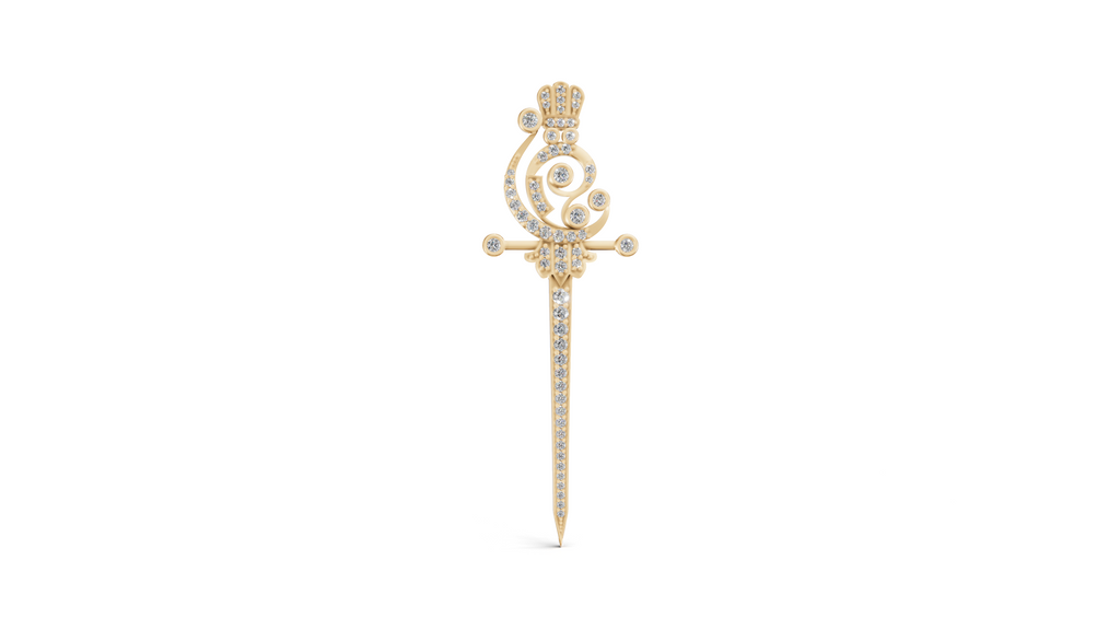 The Imperial Scepter Lab-Grown Diamond Brooch, The Sovereign Crest Sword Brooch