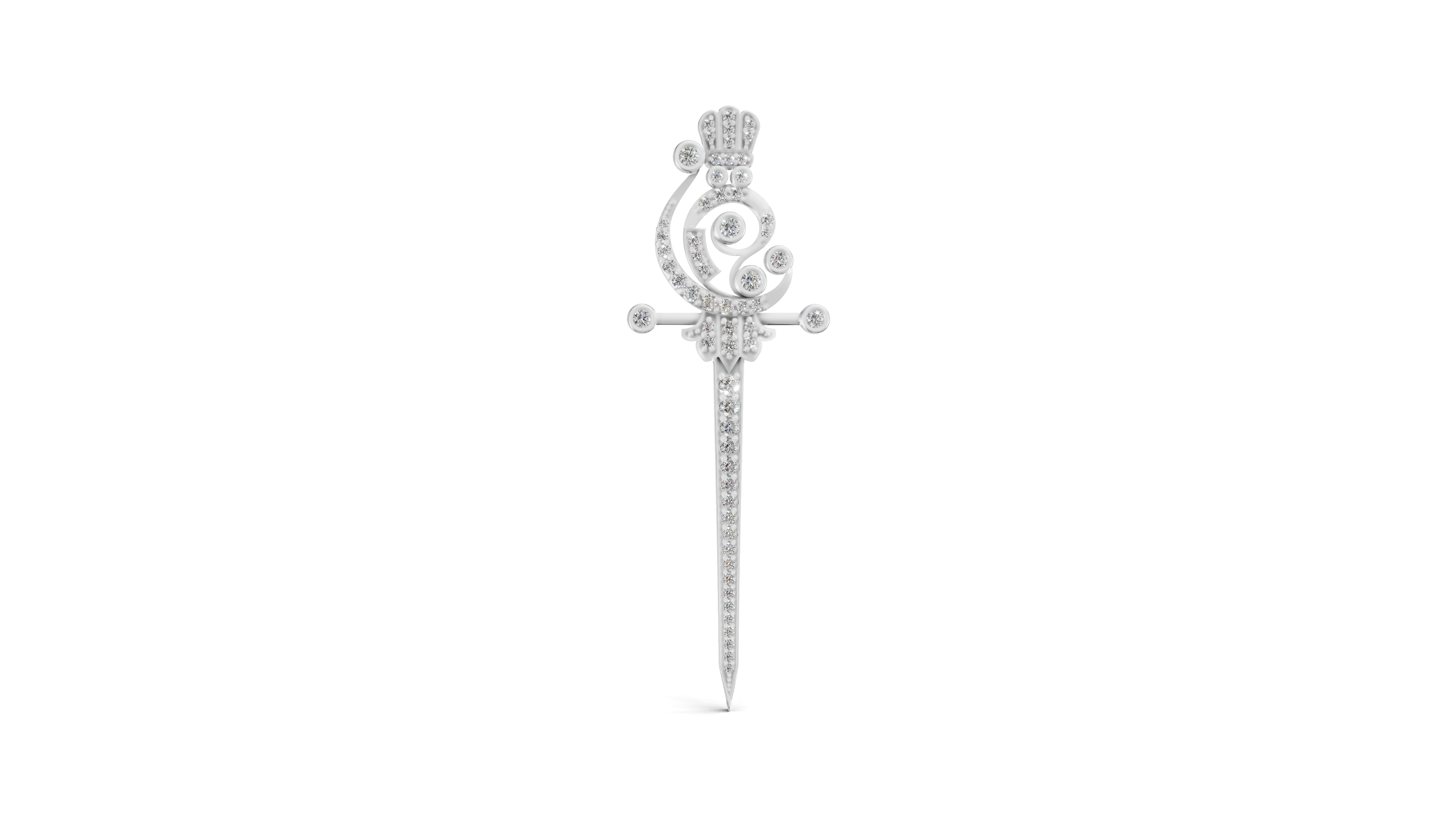 The Imperial Scepter Lab-Grown Diamond Brooch, The Sovereign Crest Sword Brooch