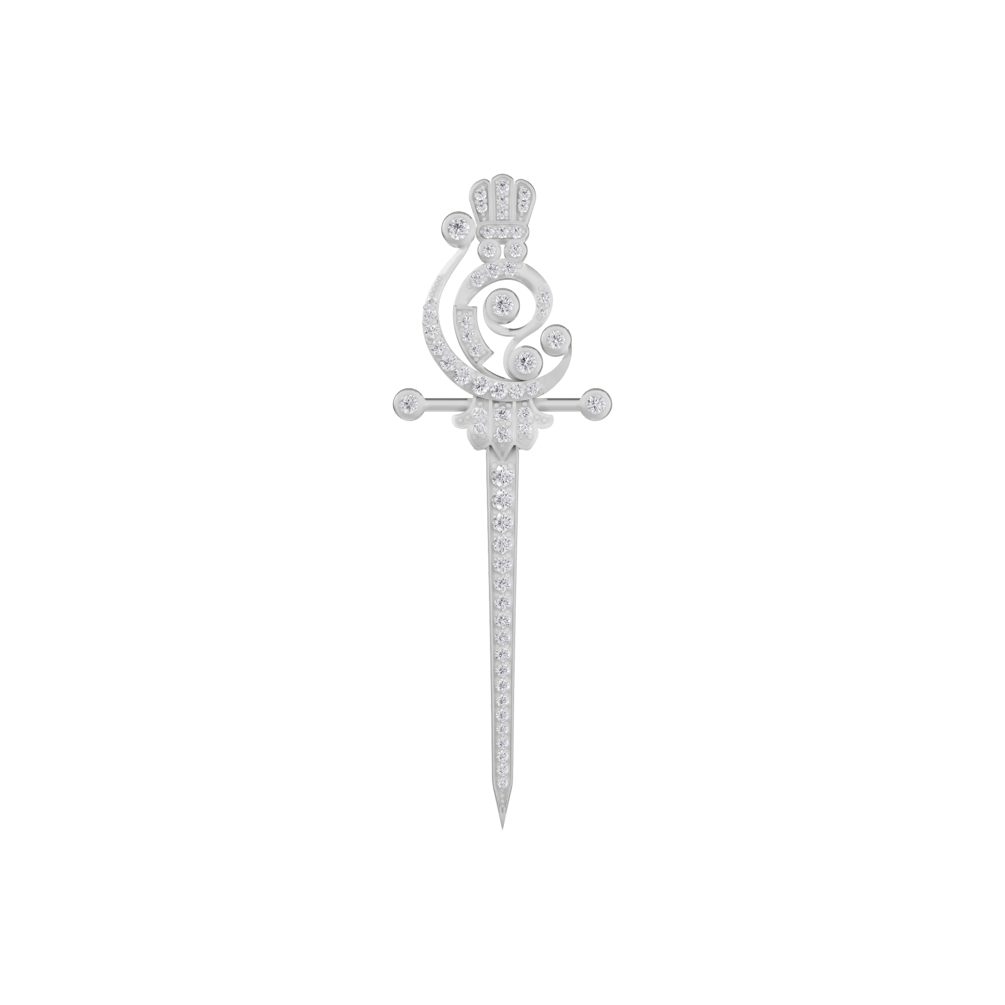 The Imperial Scepter Lab-Grown Diamond Brooch, The Sovereign Crest Sword pin