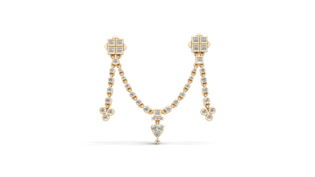 Aarinya Imperial Festoon Lab-Grown Diamond Brooch ,The Ritz Chevron Dangle Brooch