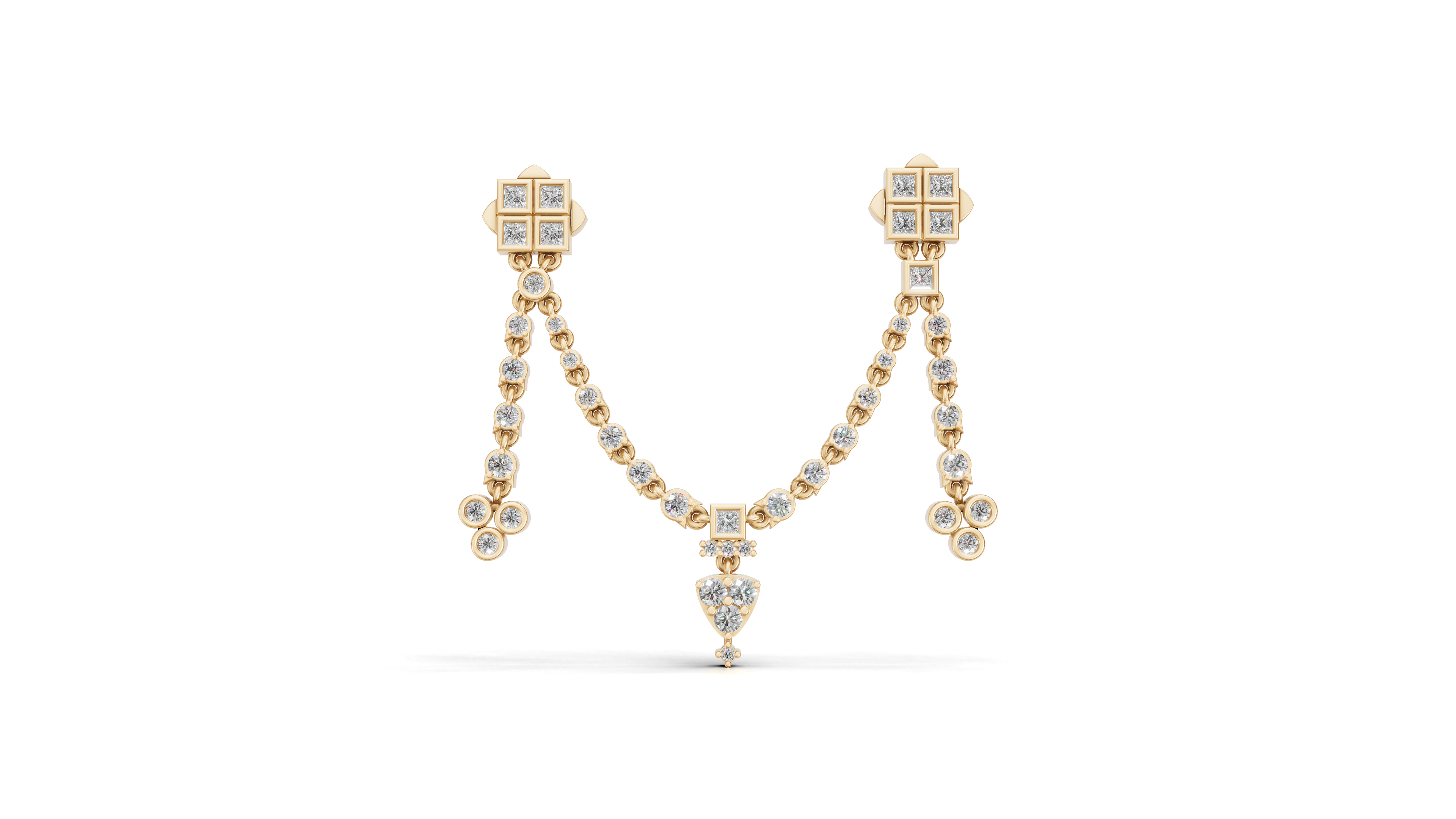 Aarinya Imperial Festoon Lab-Grown Diamond Brooch ,The Ritz Chevron Dangle Brooch