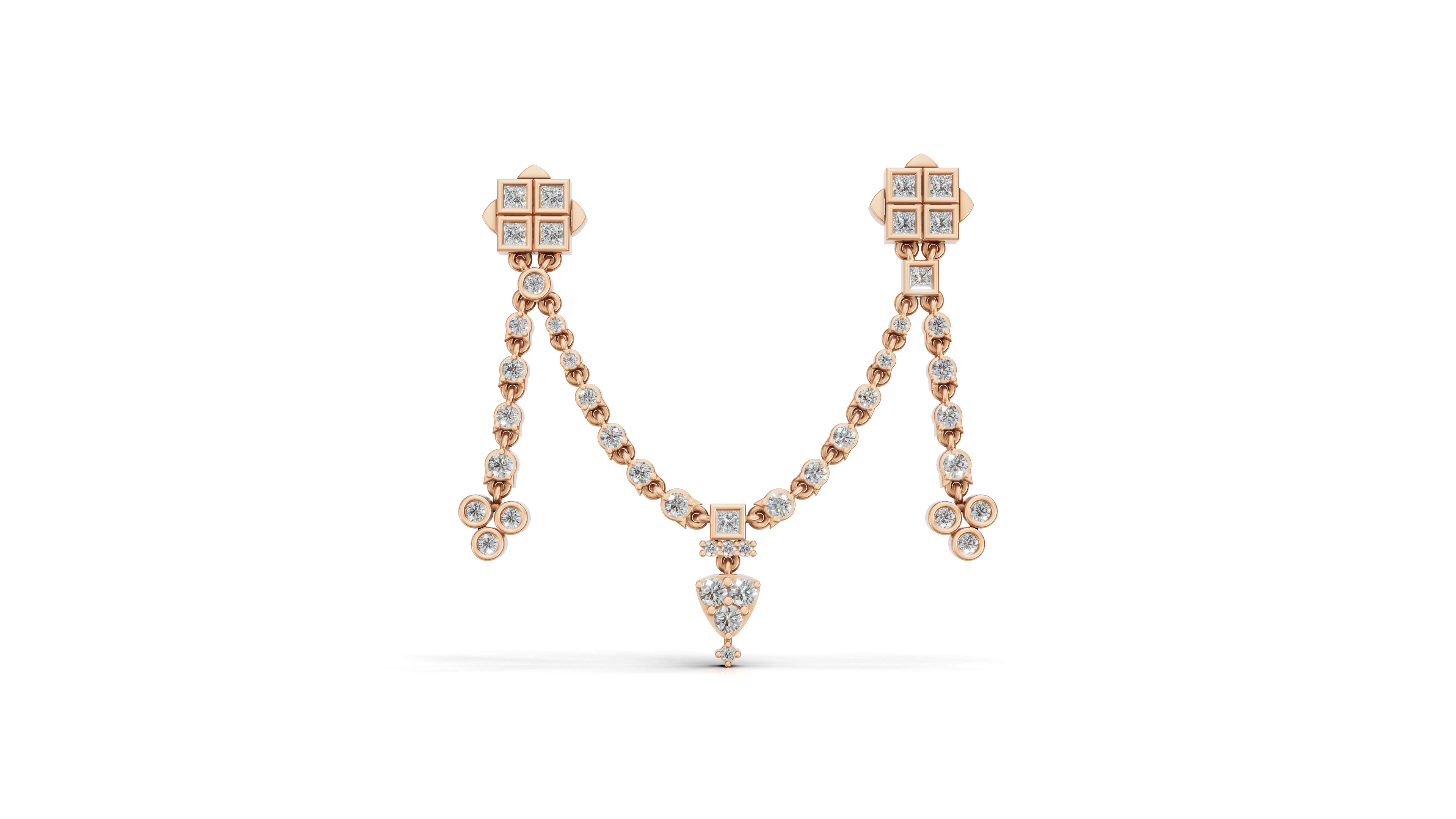 Aarinya Imperial Festoon Lab-Grown Diamond Brooch ,The Ritz Chevron Dangle Brooch