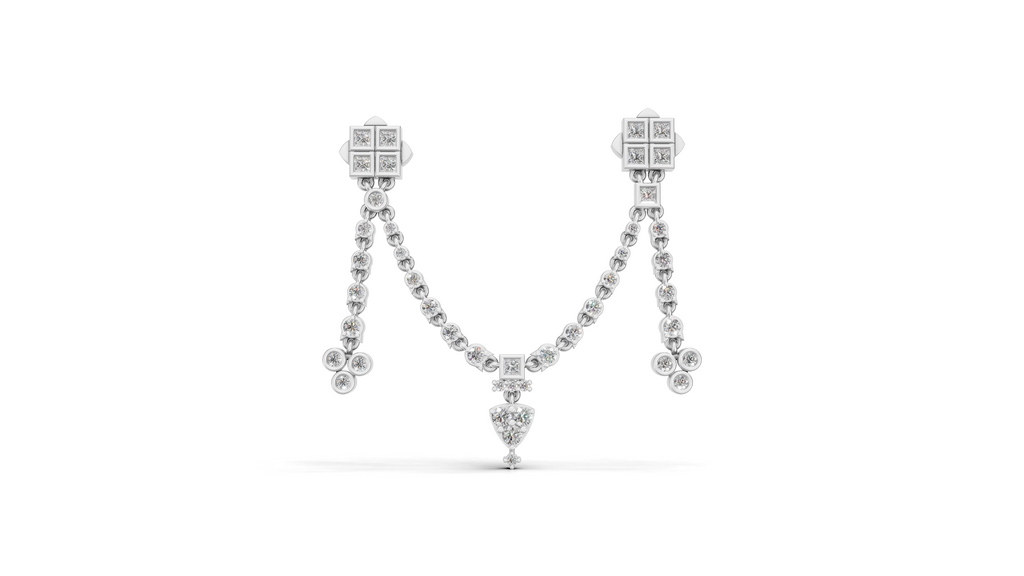 Aarinya Imperial Festoon Lab-Grown Diamond Brooch ,The Ritz Chevron Dangle Brooch