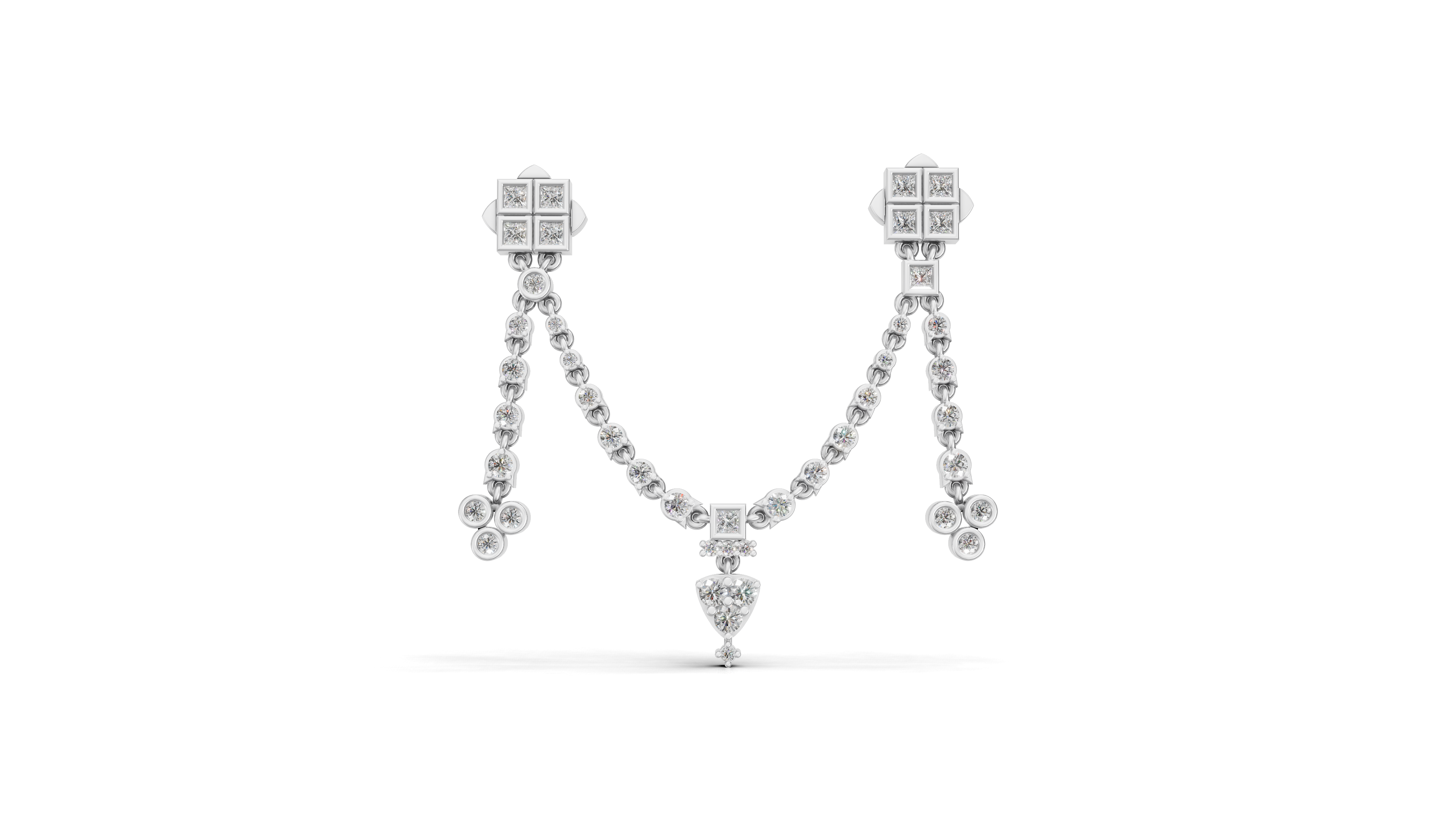 Aarinya Imperial Festoon Lab-Grown Diamond Brooch ,The Ritz Chevron Dangle Brooch