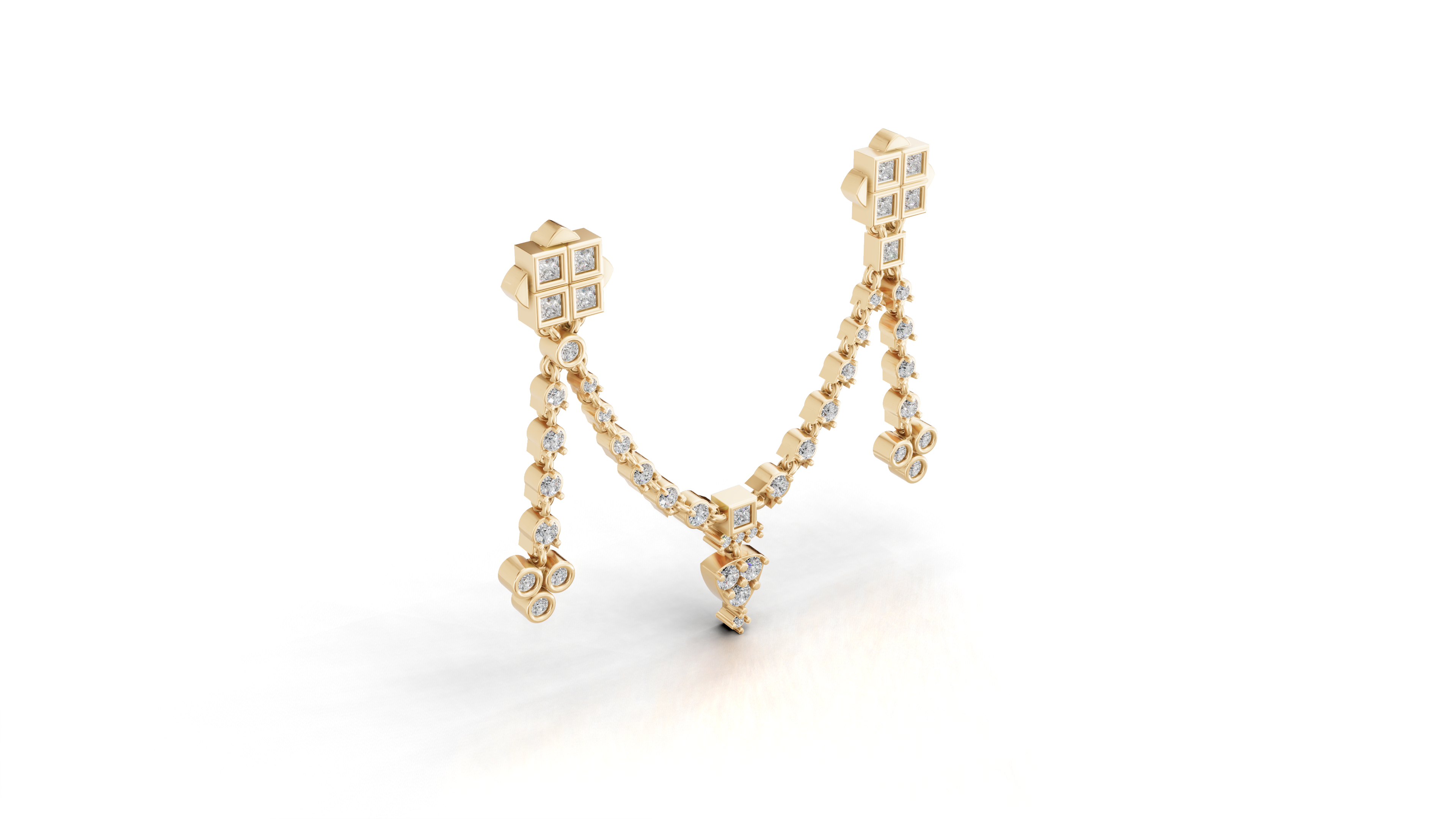 Aarinya Imperial Festoon Lab-Grown Diamond Brooch ,The Ritz Chevron Dangle Brooch
