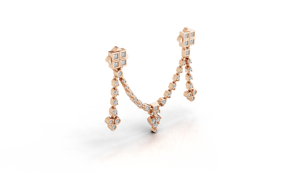 Aarinya Imperial Festoon Lab-Grown Diamond Brooch ,The Ritz Chevron Dangle Brooch