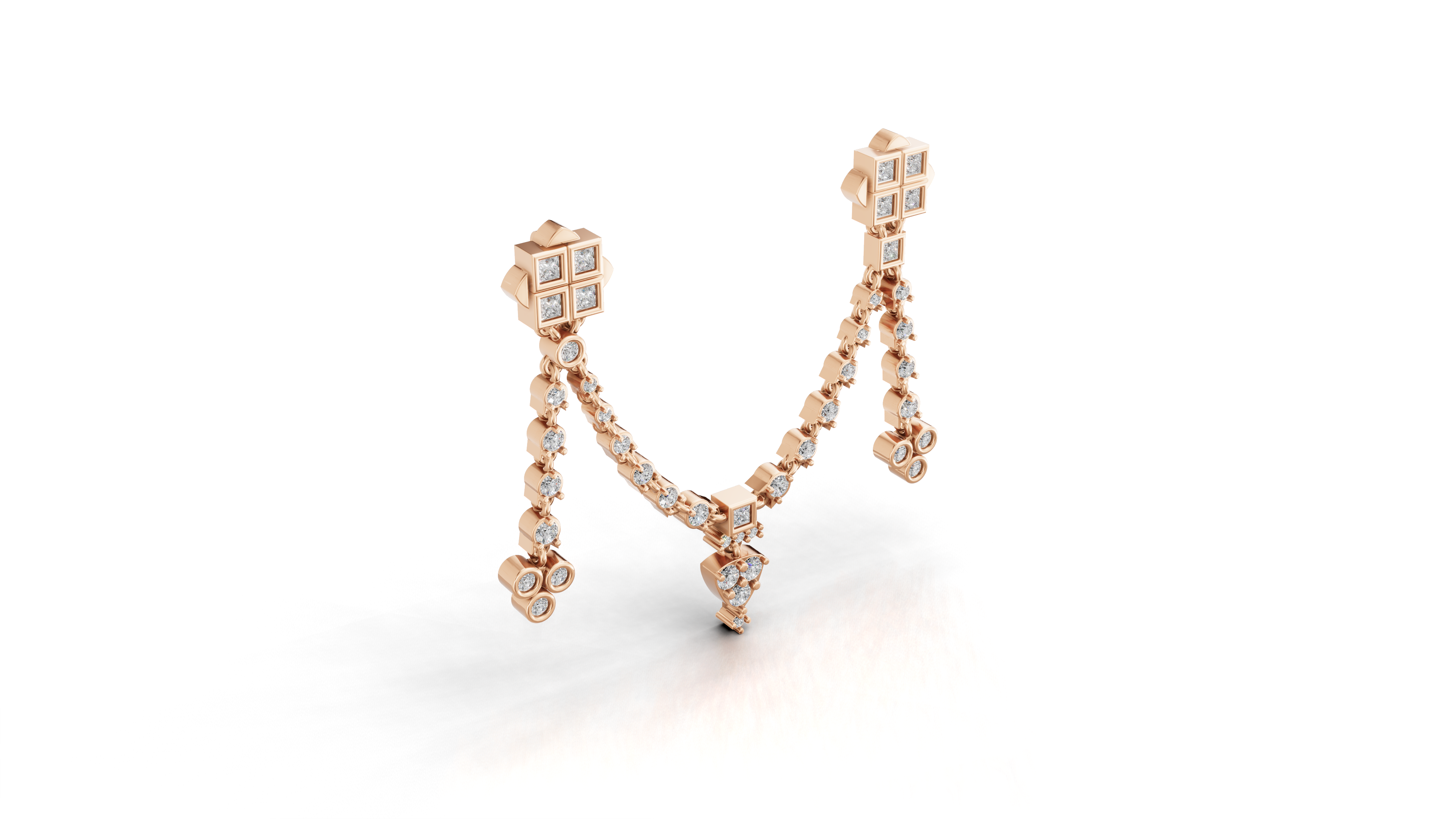Aarinya Imperial Festoon Lab-Grown Diamond Brooch ,The Ritz Chevron Dangle Brooch