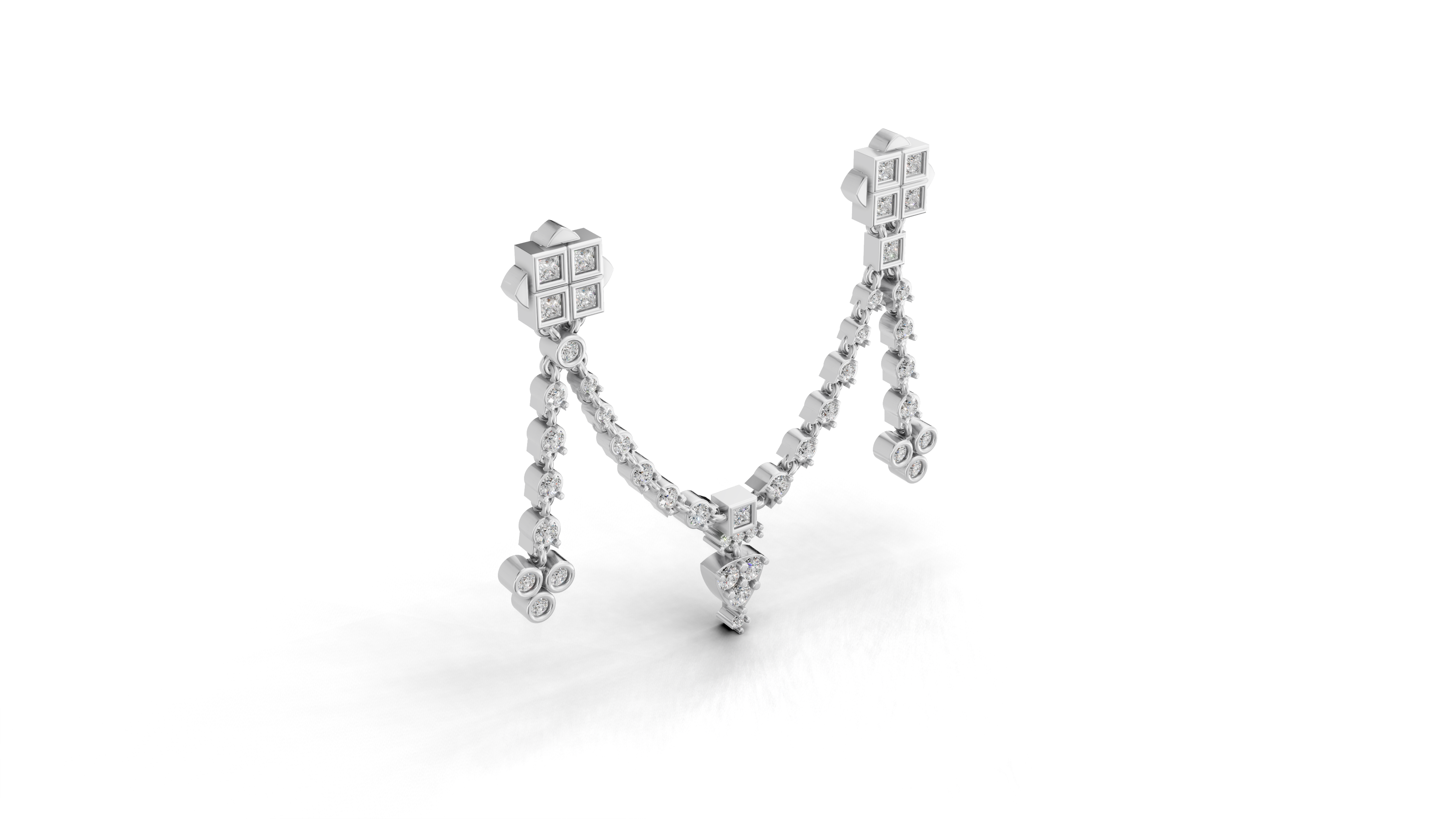 Aarinya Imperial Festoon Lab-Grown Diamond Brooch ,The Ritz Chevron Dangle Brooch