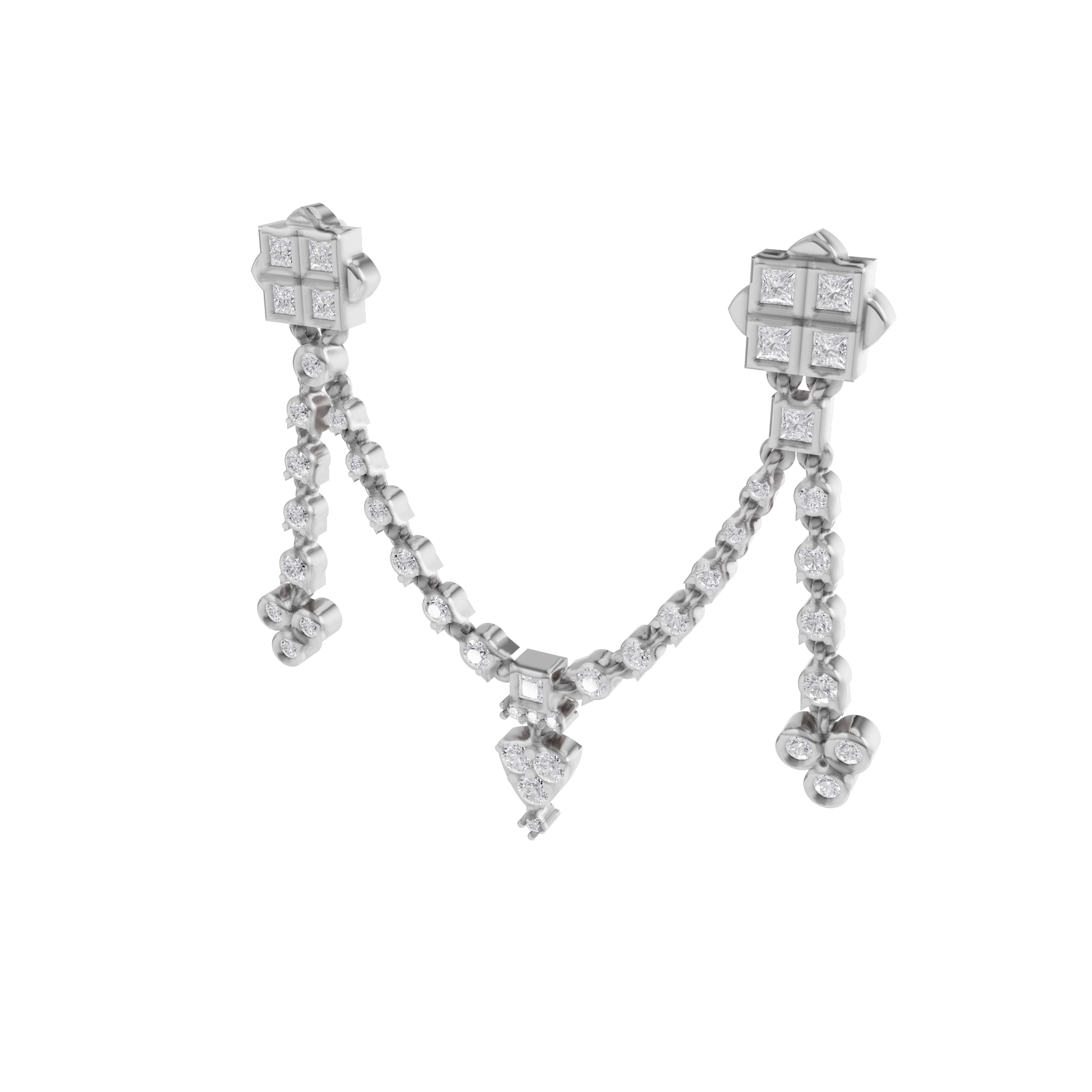 Aarinya Imperial Festoon Lab-Grown Diamond Pin ,The Ritz Chevron Dangle Brooch