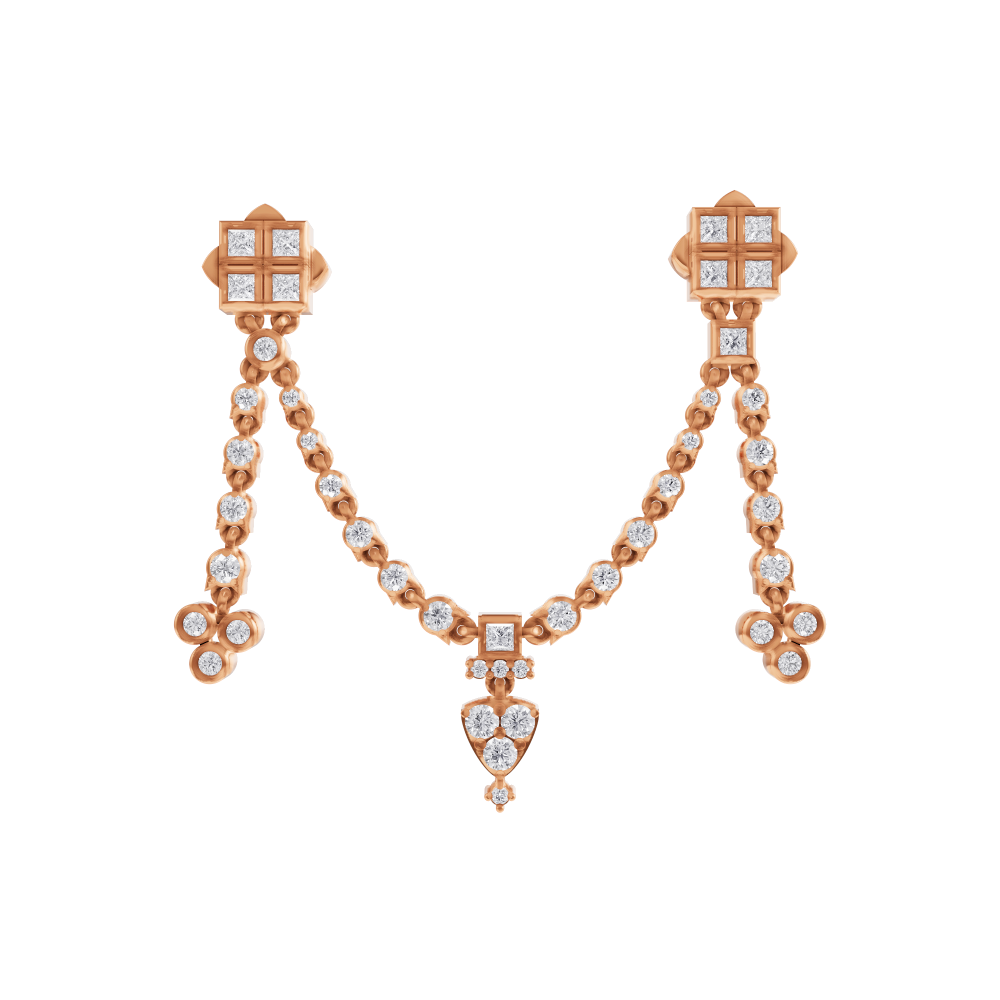 Aarinya Imperial Festoon Lab-Grown Diamond Pin ,The Ritz Chevron Dangle Brooch