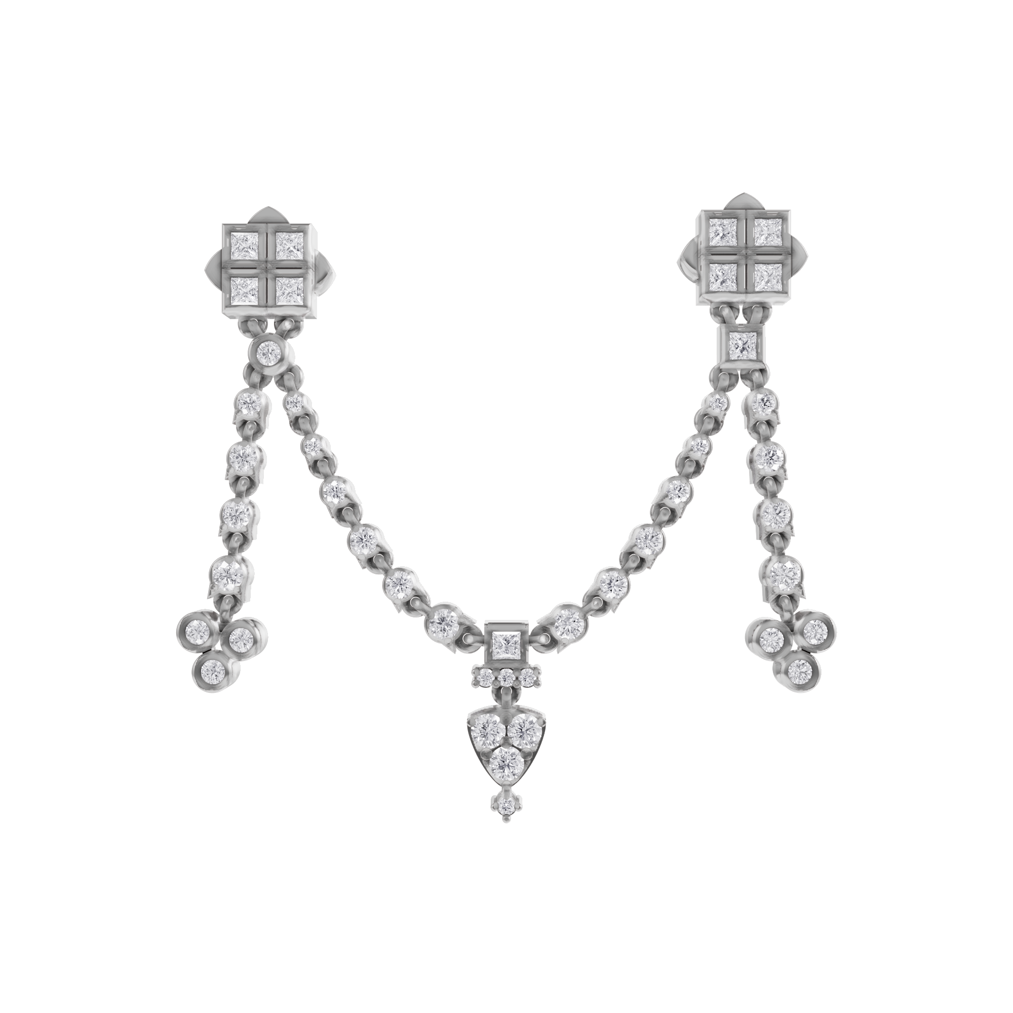 Aarinya Imperial Festoon Lab-Grown Diamond Pin ,The Ritz Chevron Dangle Brooch