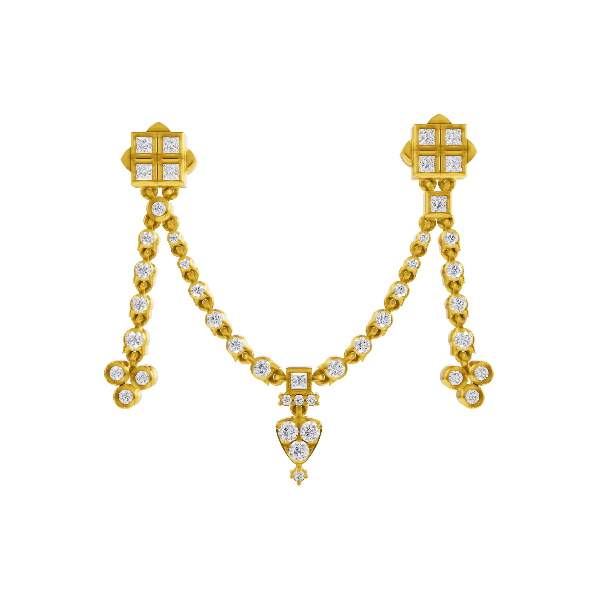 Aarinya Imperial Festoon Lab-Grown Diamond Pin ,The Ritz Chevron Dangle Brooch