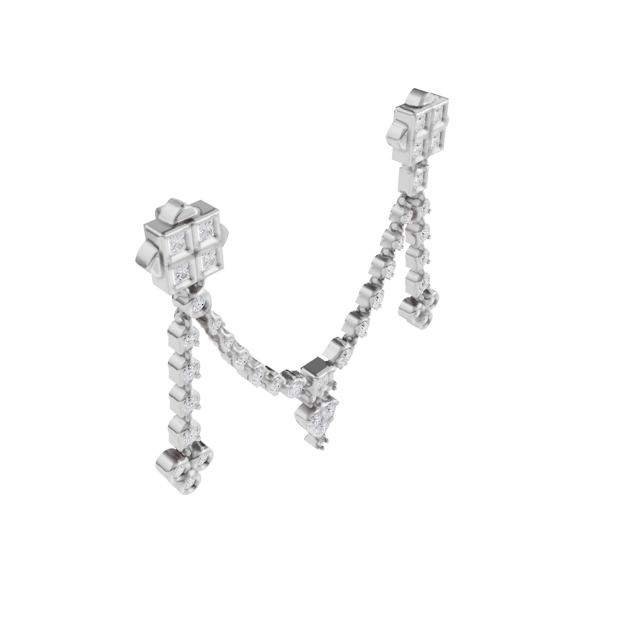 Aarinya Imperial Festoon Lab-Grown Diamond Pin ,The Ritz Chevron Dangle Brooch
