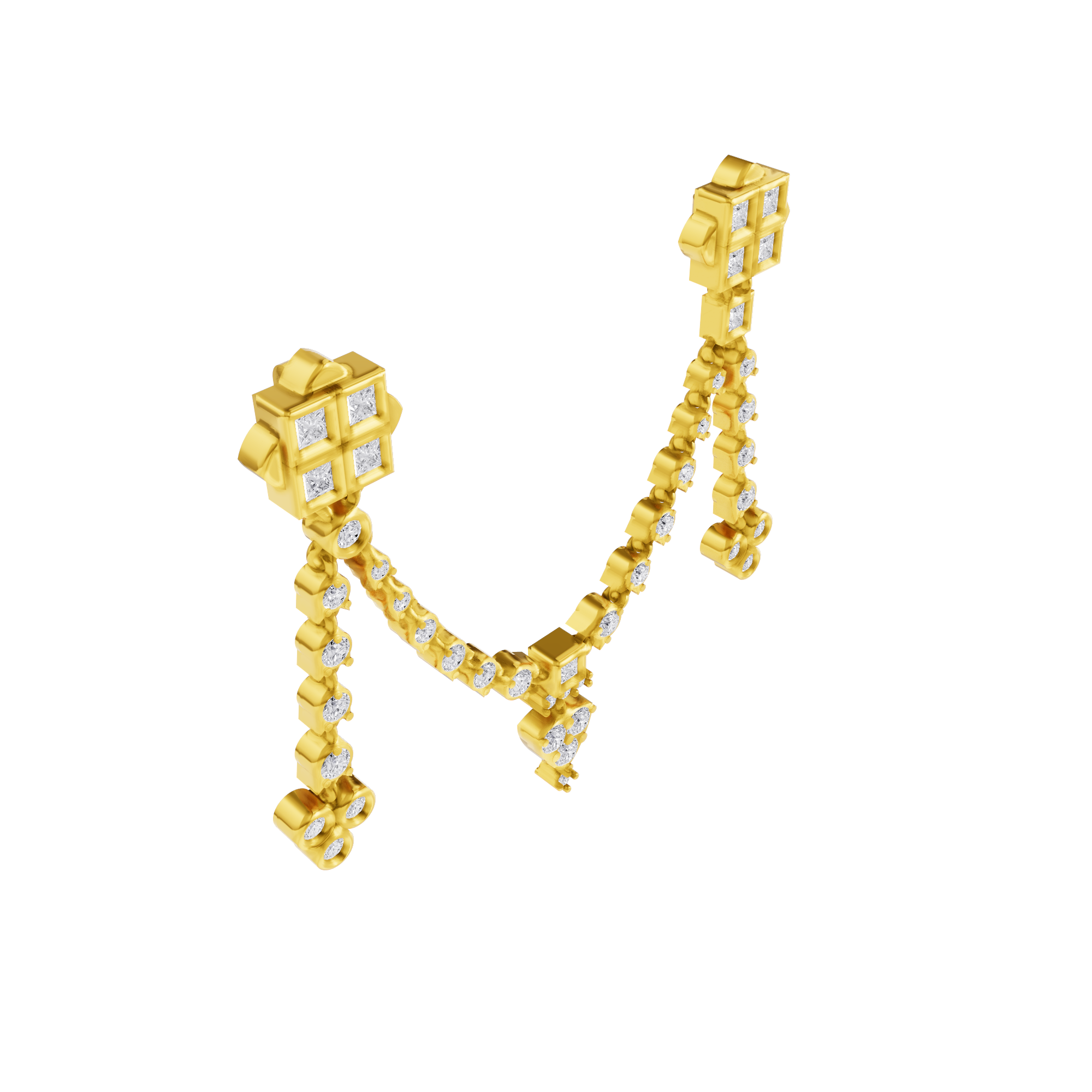 Aarinya Imperial Festoon Lab-Grown Diamond Pin ,The Ritz Chevron Dangle Brooch