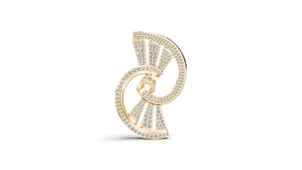 Aarinya Art Deco Lab-Grown Diamond Brooch, Vortex Fan Geometric Lab-Grown Brooch