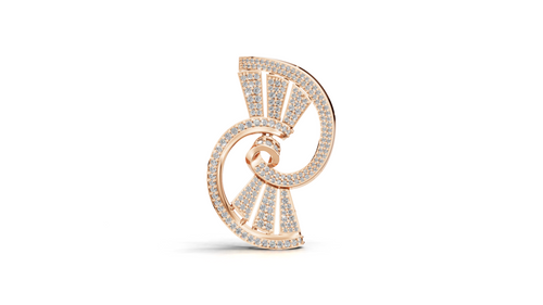 Aarinya Art Deco Lab-Grown Diamond Brooch, Vortex Fan Geometric Lab-Grown Brooch