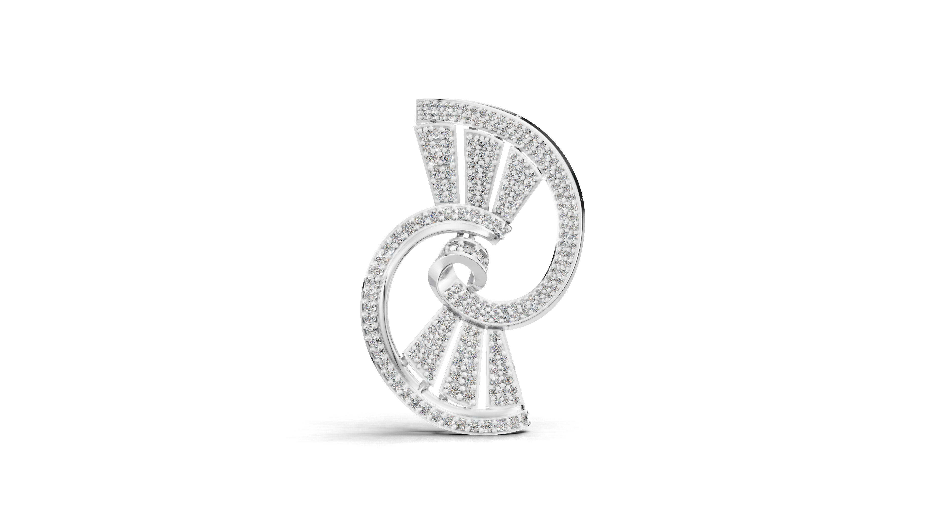 Aarinya Art Deco Lab-Grown Diamond Brooch, Vortex Fan Geometric Lab-Grown Brooch