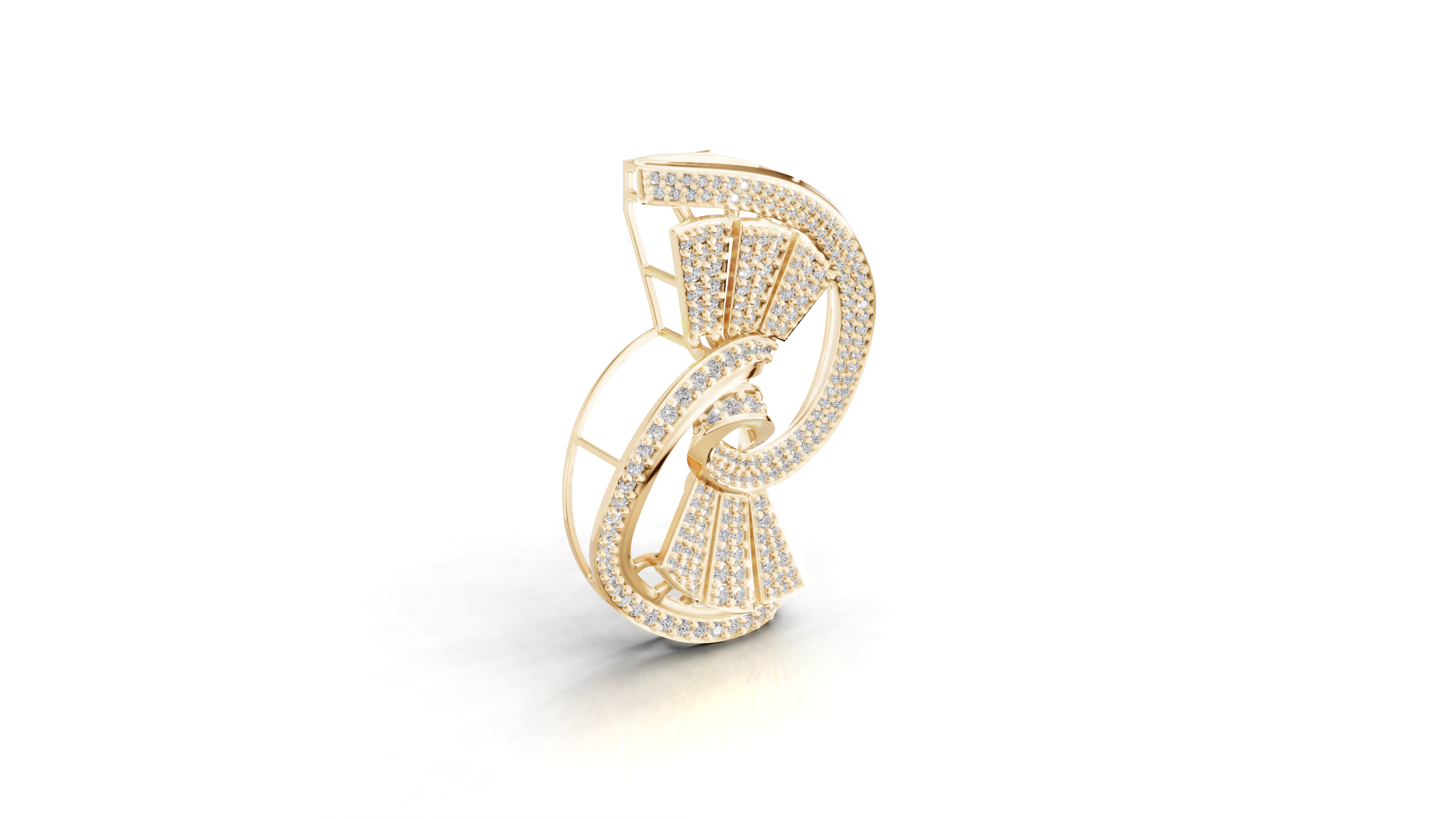 Aarinya Art Deco Lab-Grown Diamond Brooch, Vortex Fan Geometric Lab-Grown Brooch