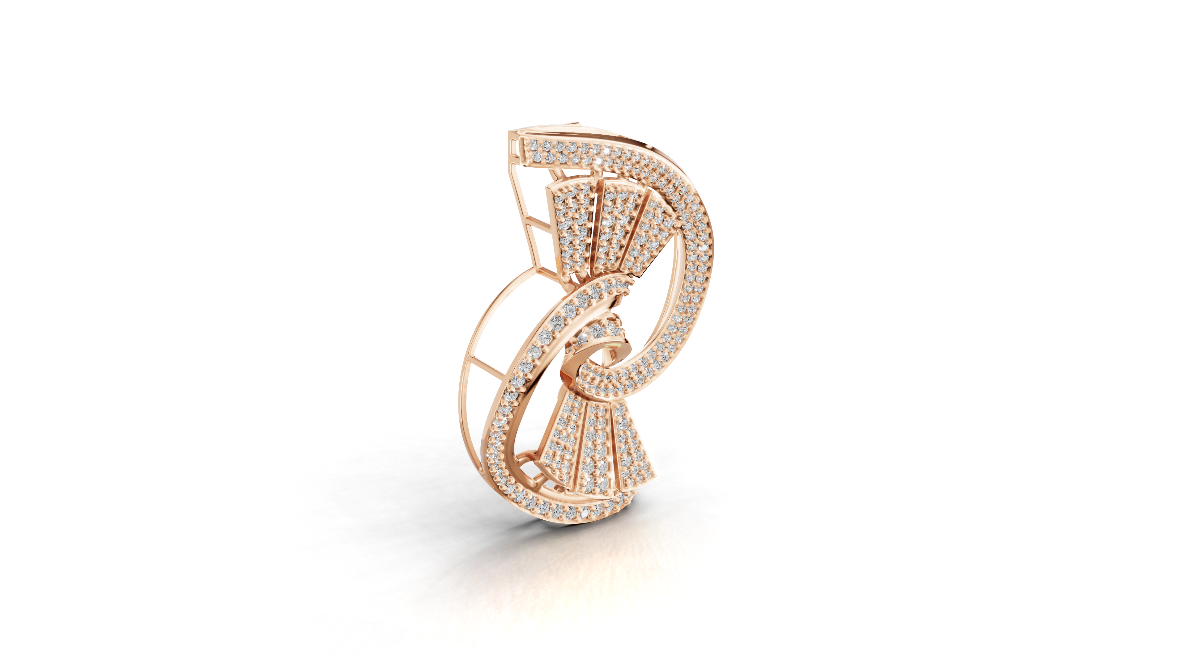 Aarinya Art Deco Lab-Grown Diamond Brooch, Vortex Fan Geometric Lab-Grown Brooch