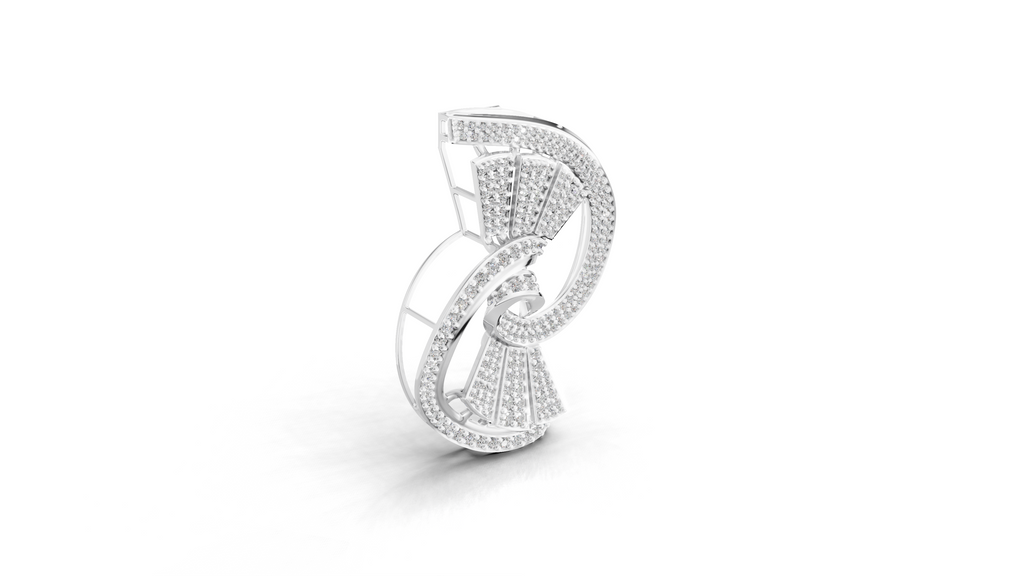 Aarinya Art Deco Lab-Grown Diamond Brooch, Vortex Fan Geometric Lab-Grown Brooch