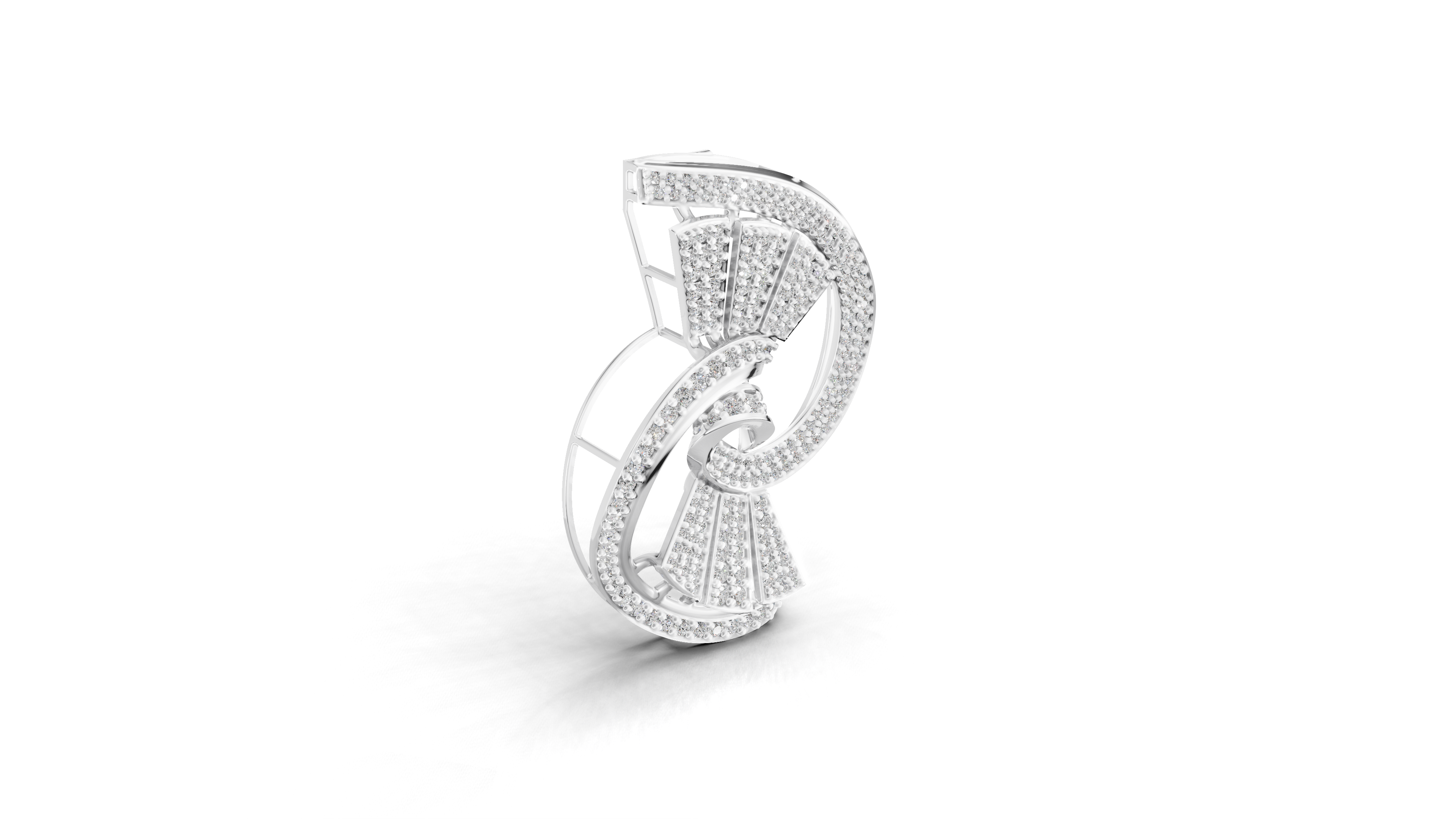 Aarinya Art Deco Lab-Grown Diamond Brooch, Vortex Fan Geometric Lab-Grown Brooch