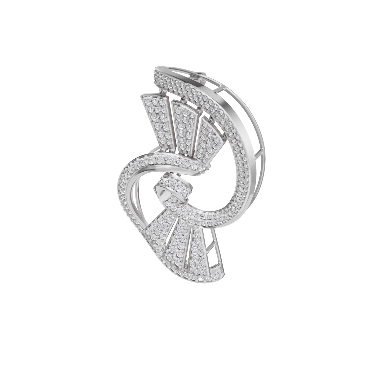 Aarinya Art Deco Lab-Grown Diamond Pin, Vortex Fan Geometric Lab-Grown Brooch