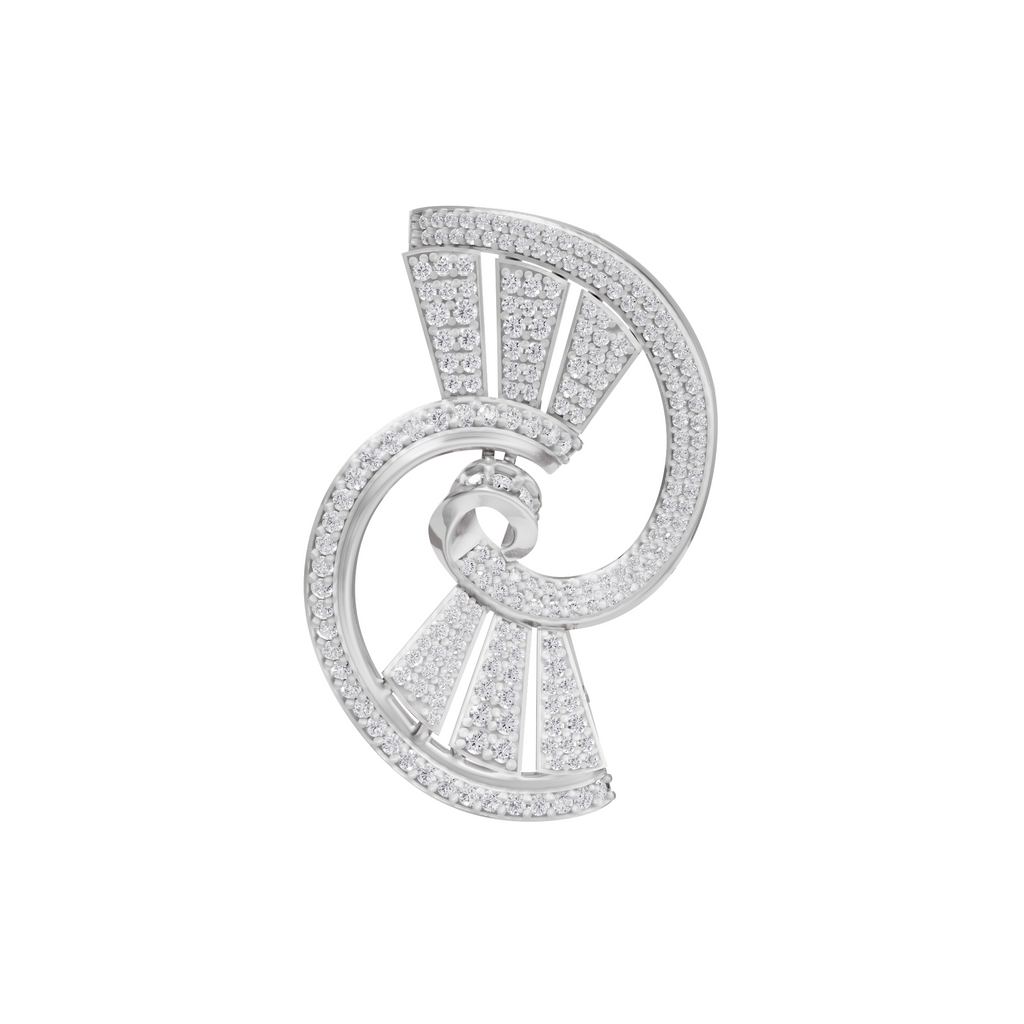 Aarinya Art Deco Lab-Grown Diamond Pin, Vortex Fan Geometric Lab-Grown Brooch