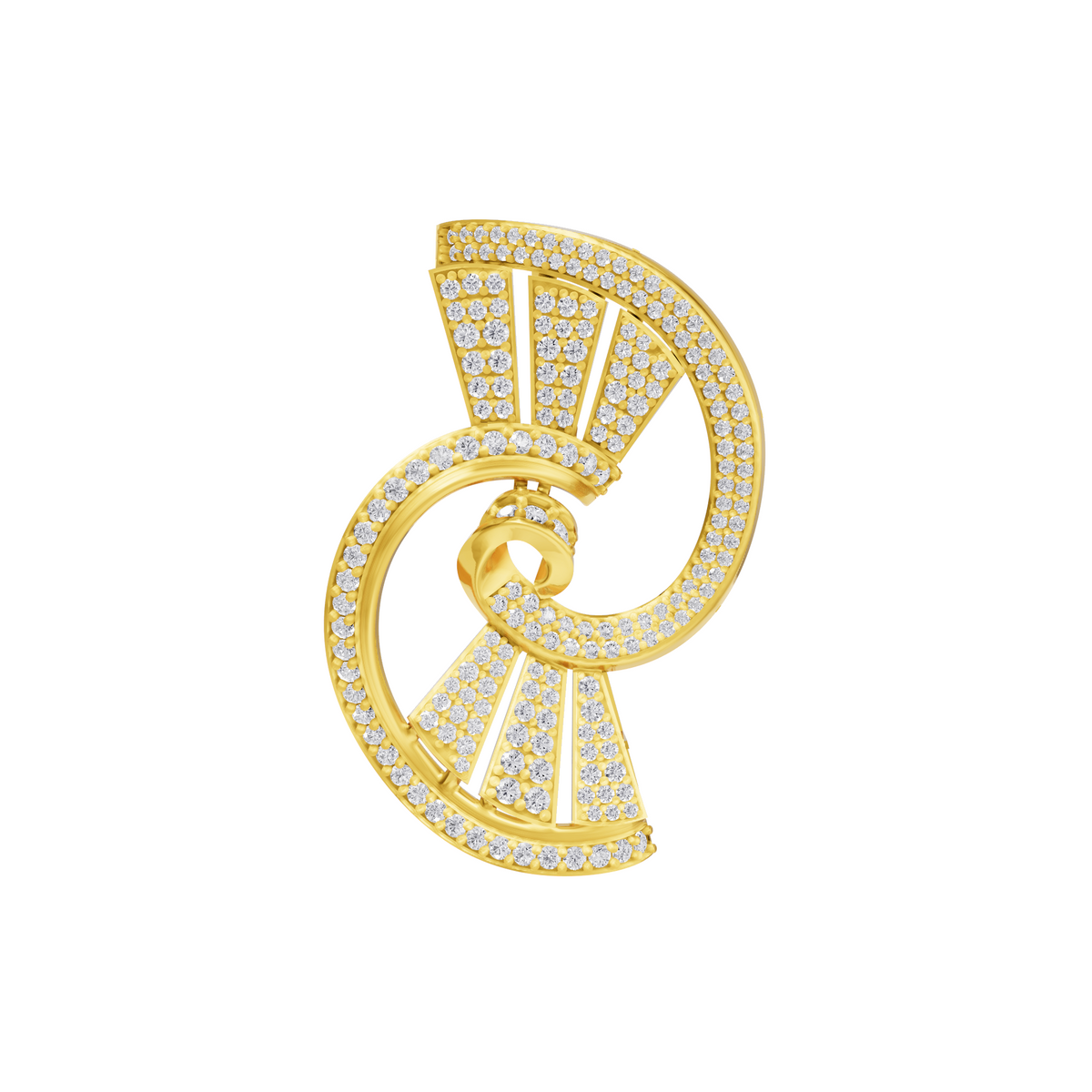 Aarinya Art Deco Lab-Grown Diamond Pin, Vortex Fan Geometric Lab-Grown Brooch