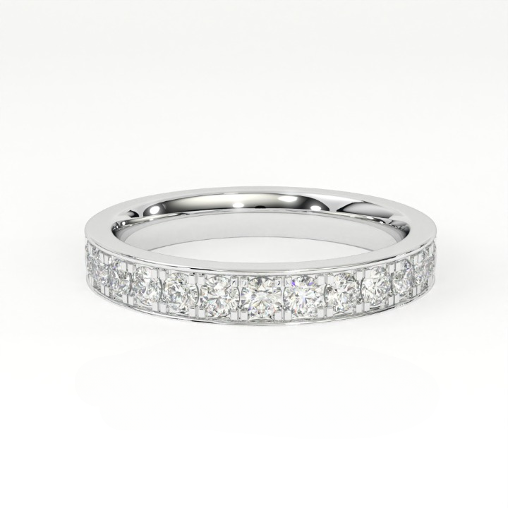 Aarinya Aurelia Eternity Band, The Infinite Brilliance Stackable Ring, Classic Bordered Round Diamond Band